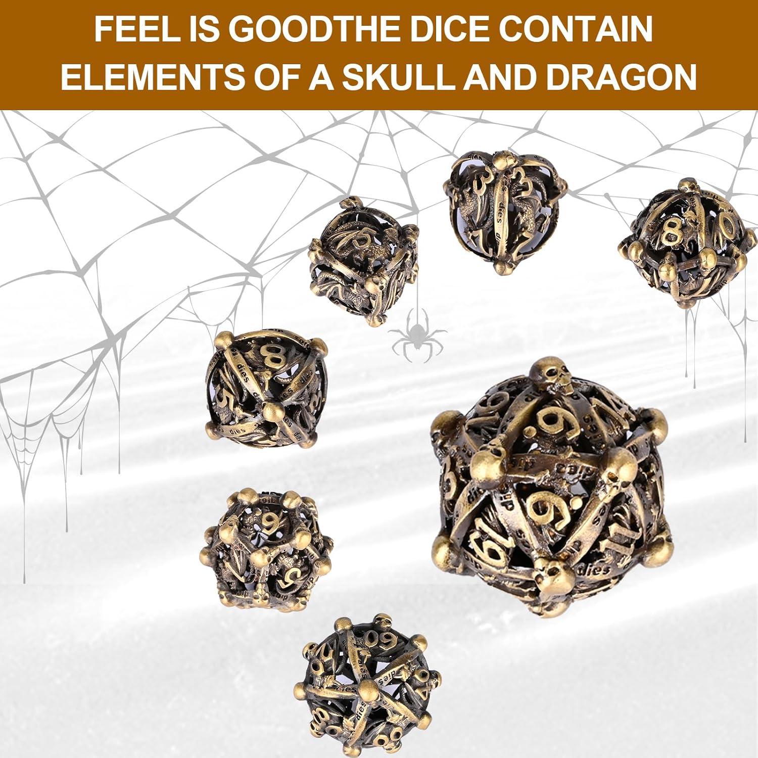 Juego de Dados de Metal UBEUCK 7PCS para D&D - Bronce