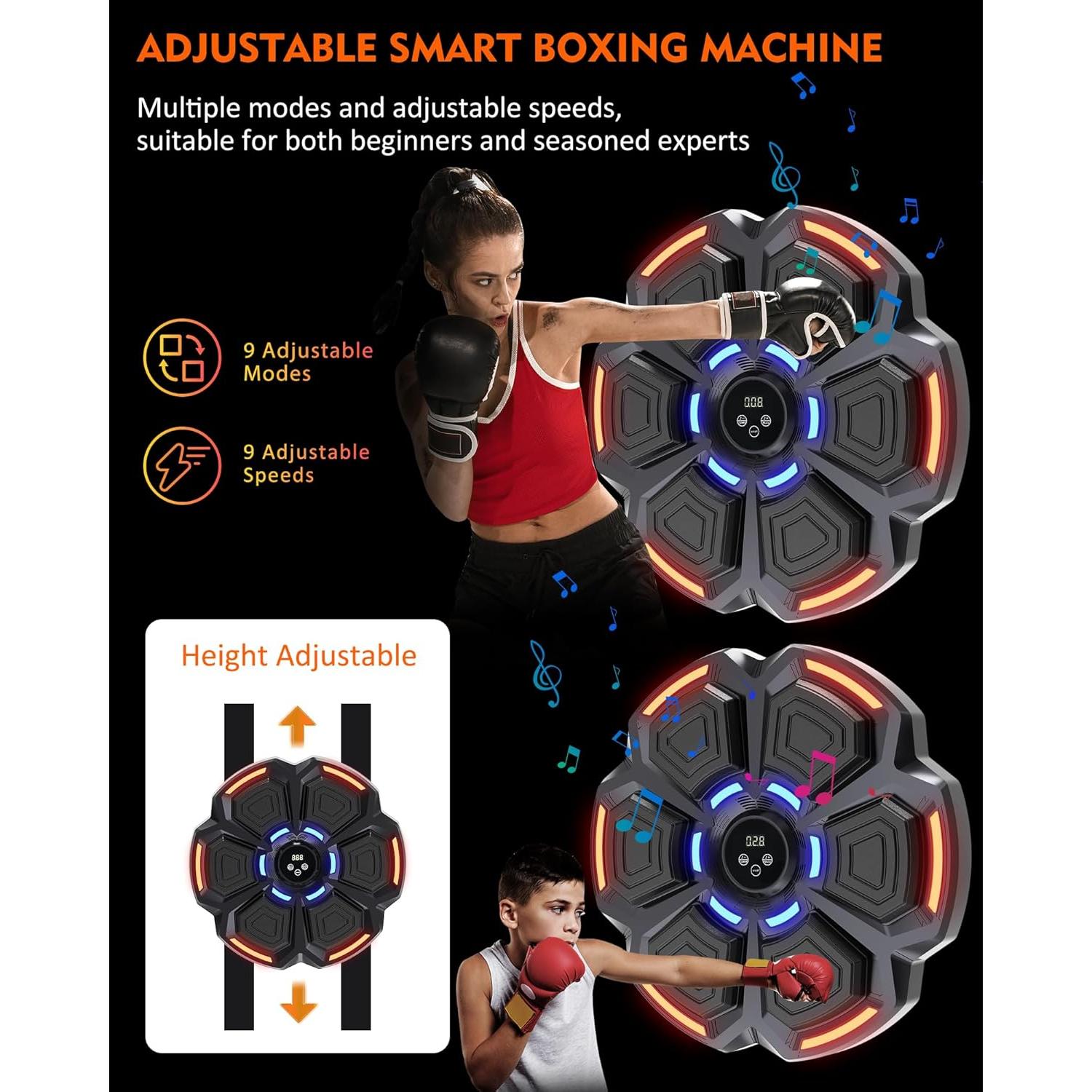 Máquina de Boxeo Musical Snawowo - 9 Modos, Bluetooth, Guantes