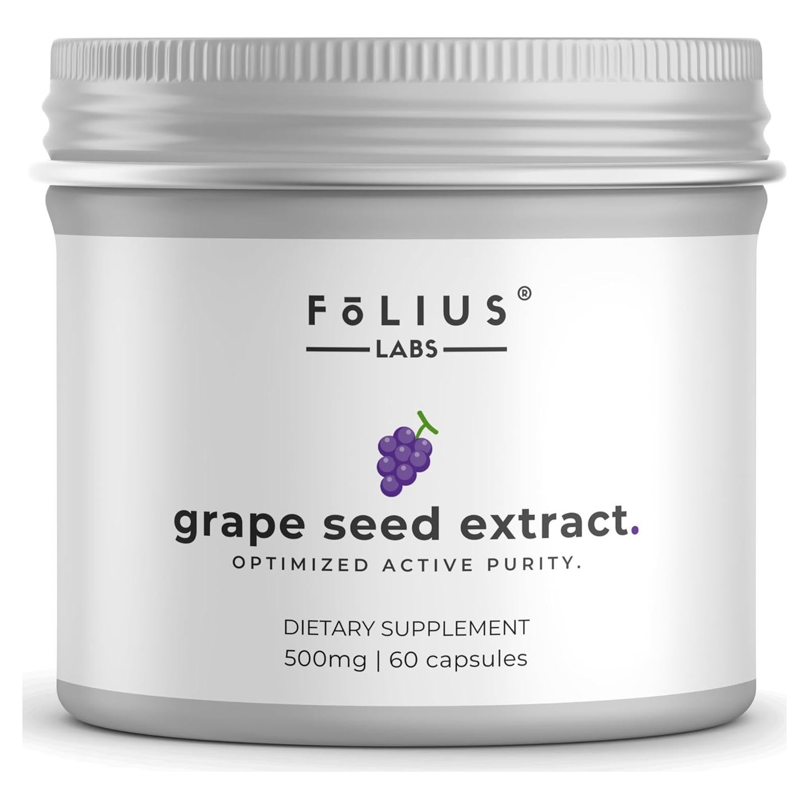 Extracto de Semilla de Uva Folius Labs 500mg - 60 Cápsulas Veganas