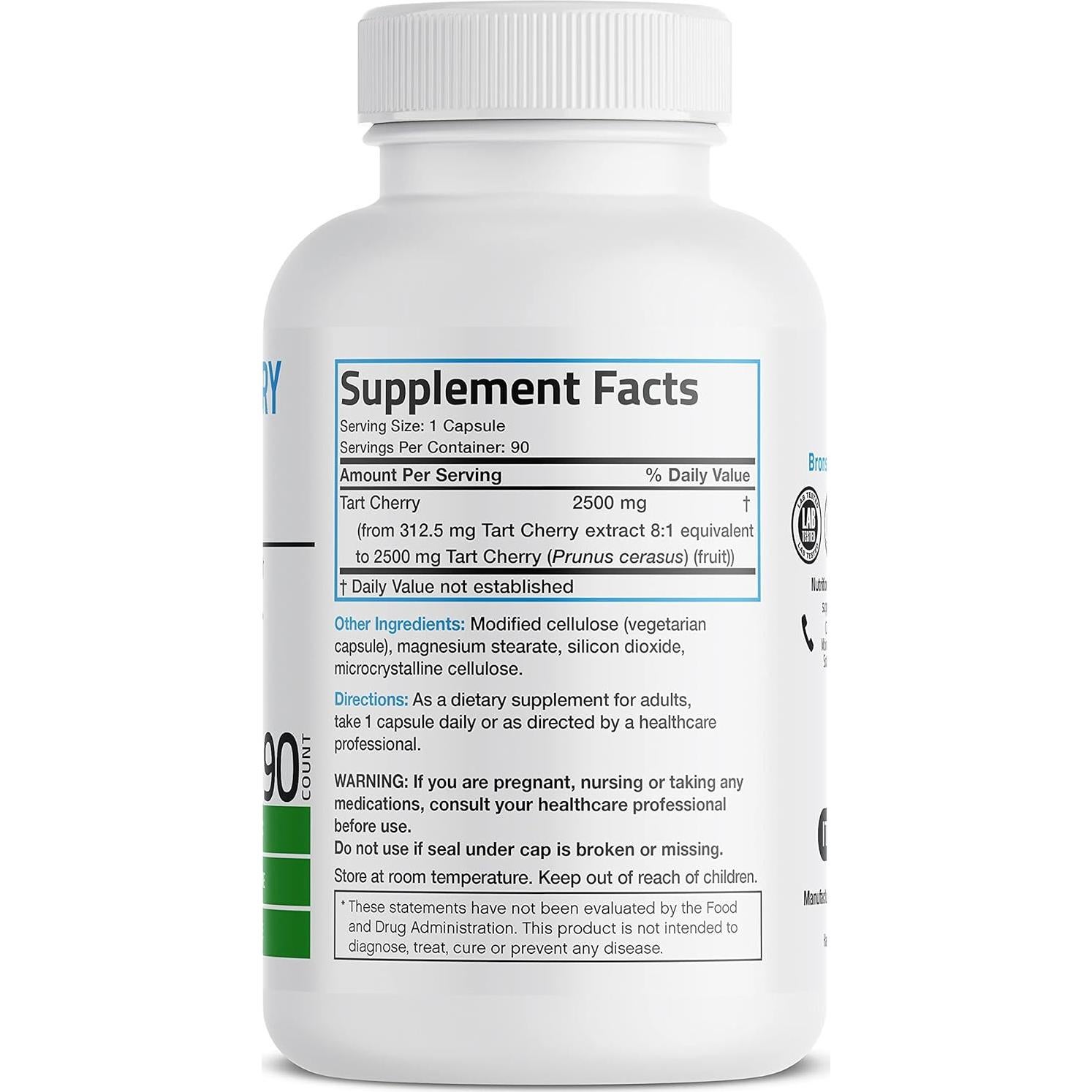 Extracto de Cereza Ácida Bronson 2500 mg 90 Cápsulas Vegetarianas