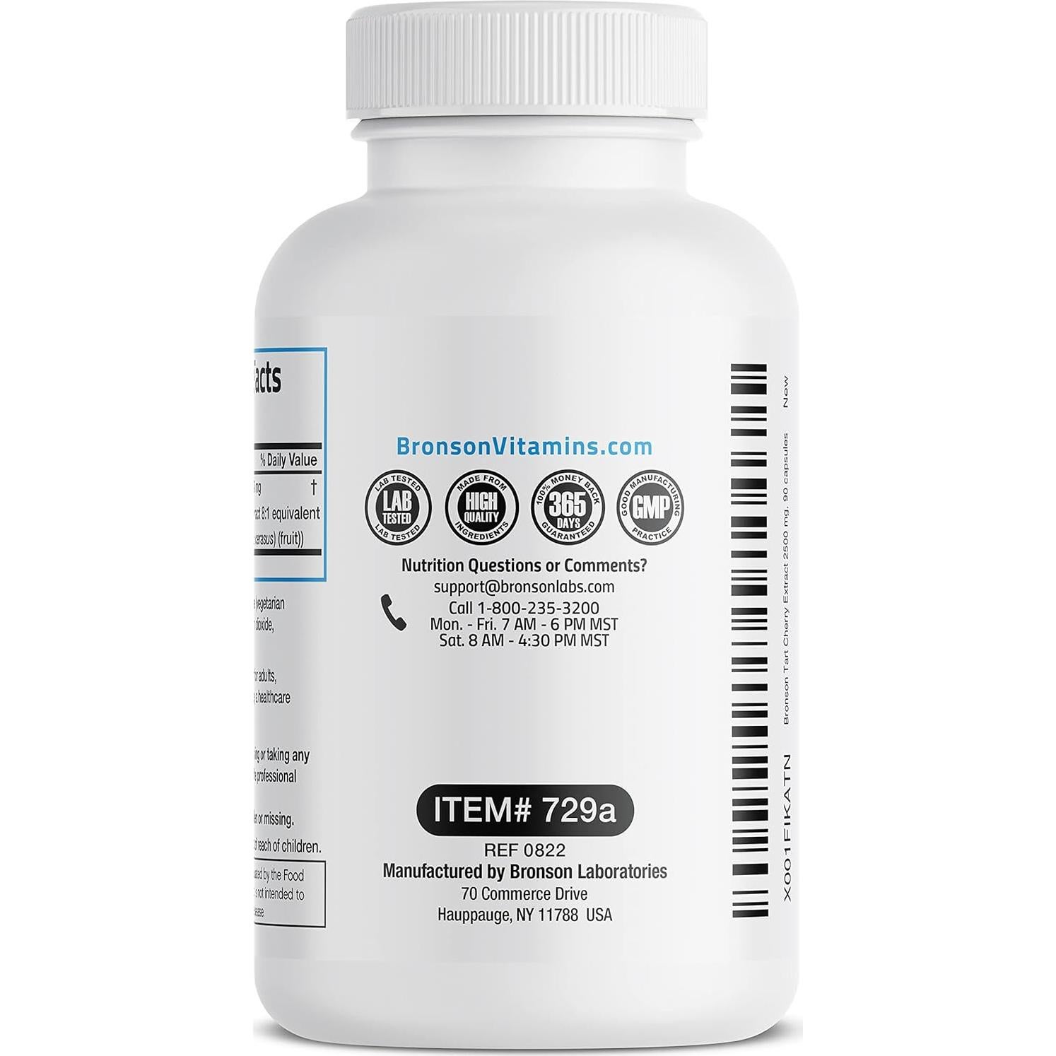 Extracto de Cereza Ácida Bronson 2500 mg 90 Cápsulas Vegetarianas