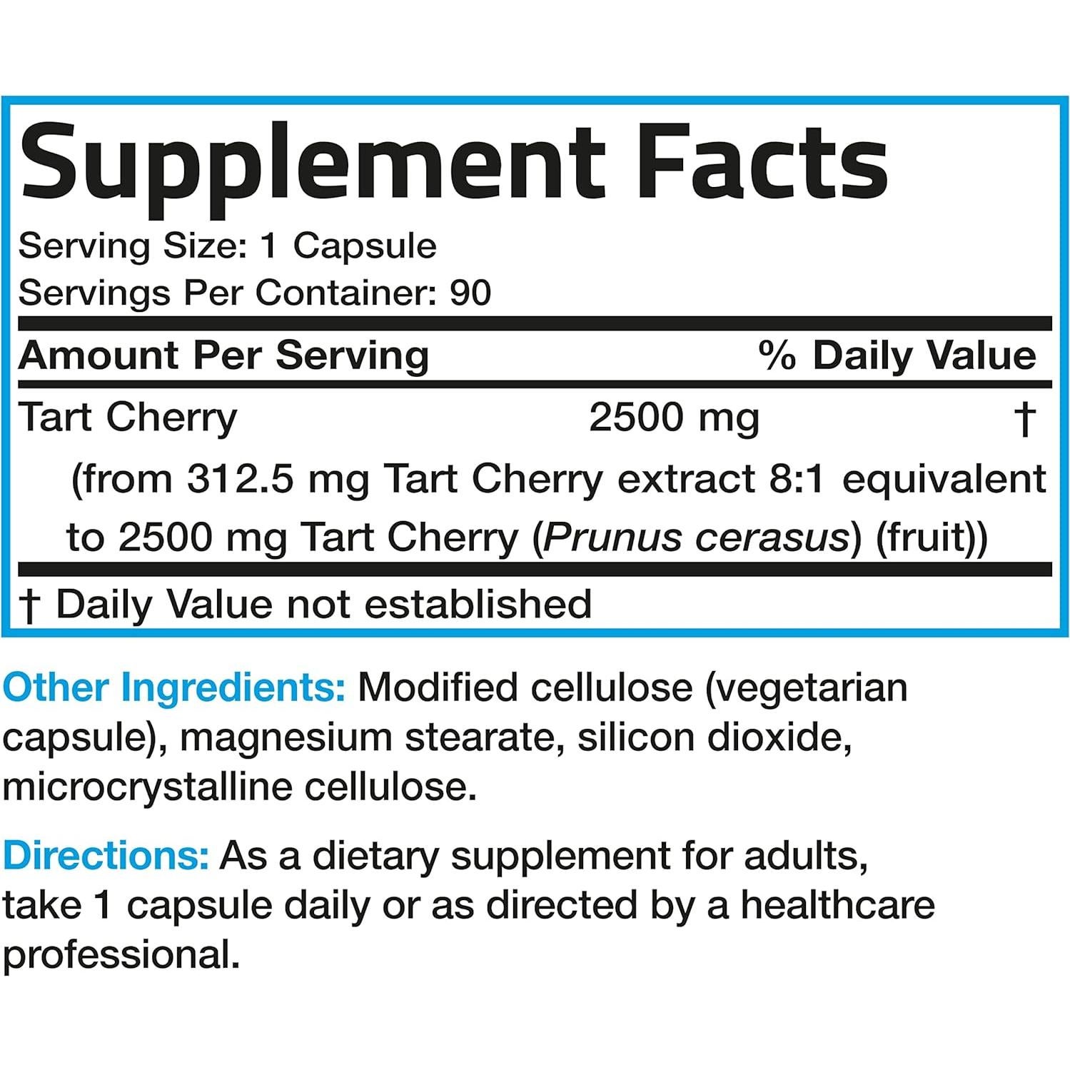Extracto de Cereza Ácida Bronson 2500 mg 90 Cápsulas Vegetarianas