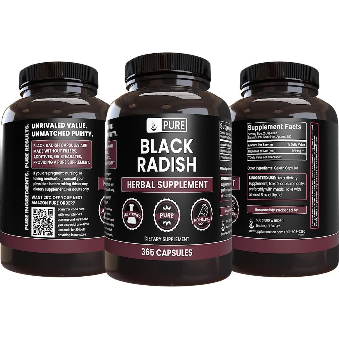 Cápsulas de Rábano Negro Ingredientes Originales 365 Unidades