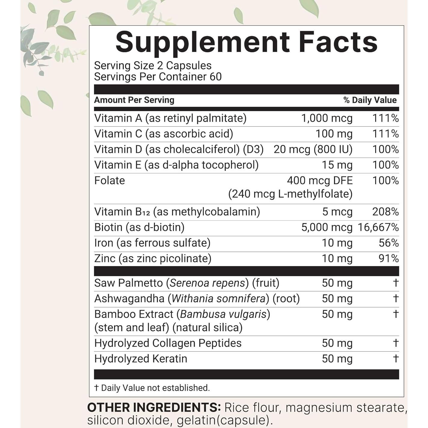 Vitaminas para el Cabello Micro Ingredients 120 Cápsulas 14 en 1