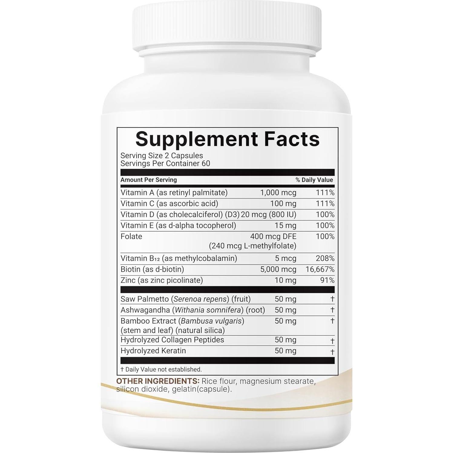 Vitaminas para el Cabello Micro Ingredients 120 Cápsulas 14 en 1