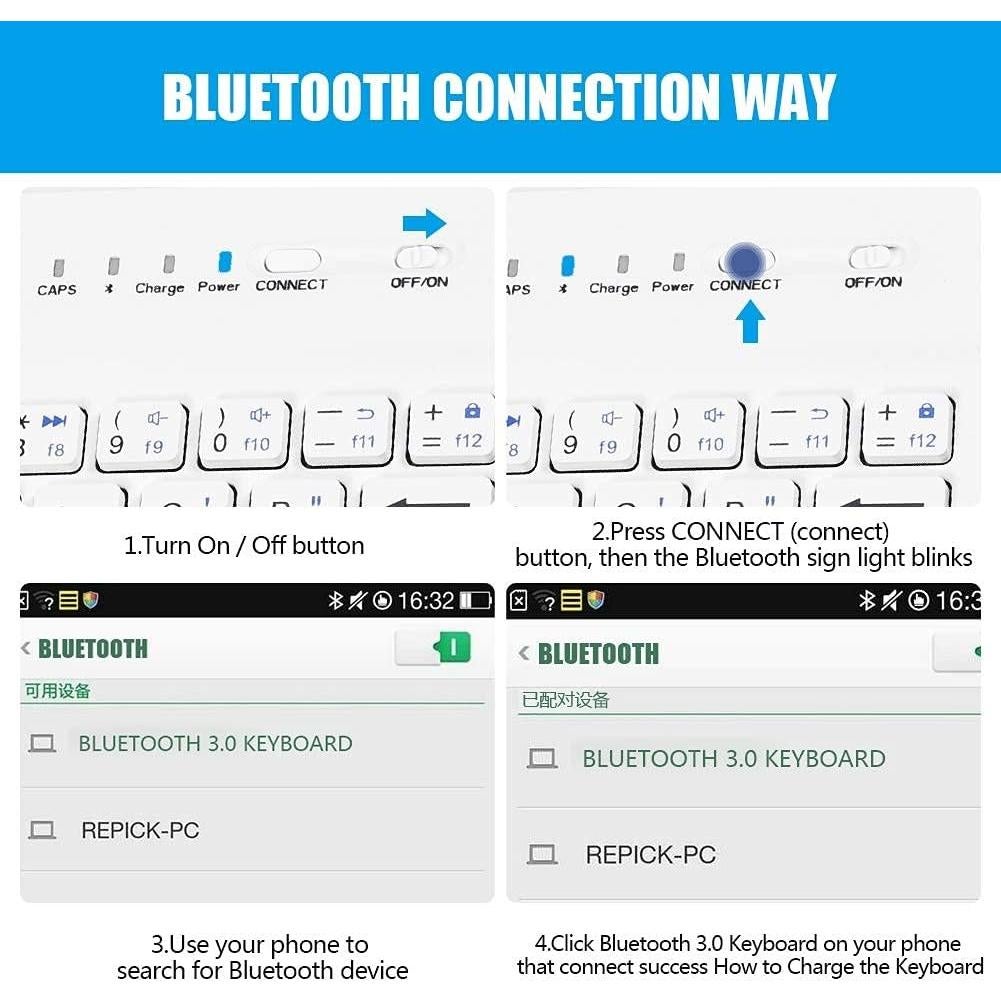 Teclado Bluetooth FOSA con Funda Plegable para Celular