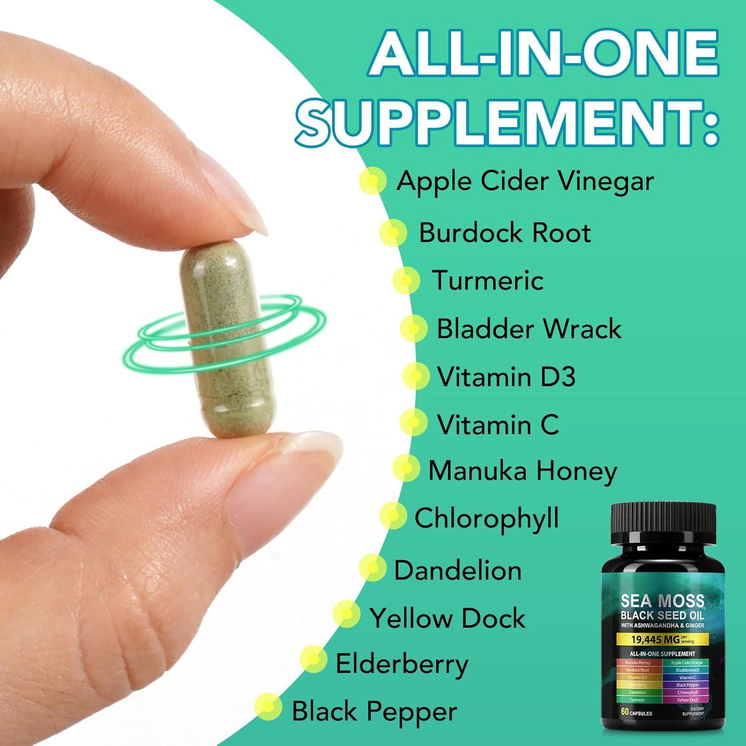 Suplemento Aceite de Semilla de Negro Musgo Marino 60 Cápsulas