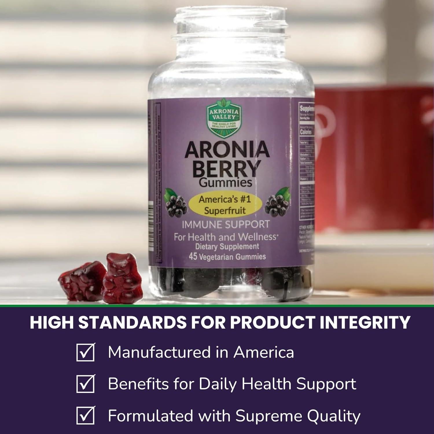 Gomitas Vegetarianas de Aronia Akronia Valley 45 Unidades