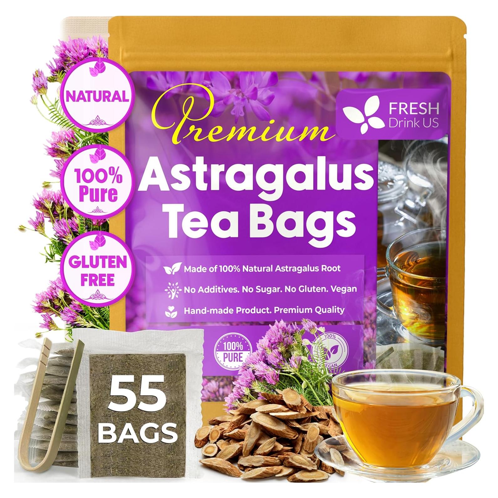 Té de Raíz de Astrágalo FreshDrinkUS - 55 Bolsitas 100% Natural