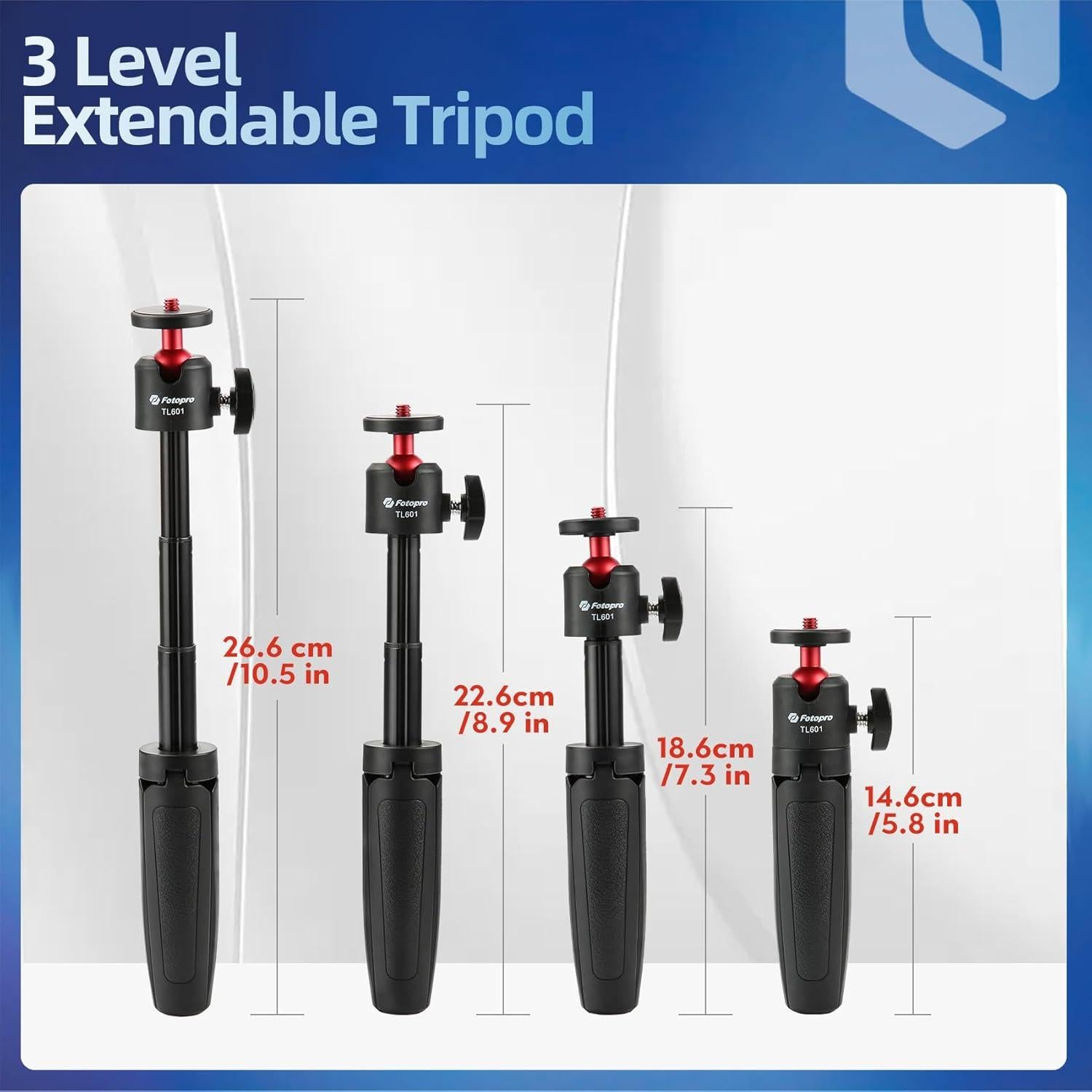Trípode Mini Fotopro TL-601 Extensible 26.6cm Antideslizante