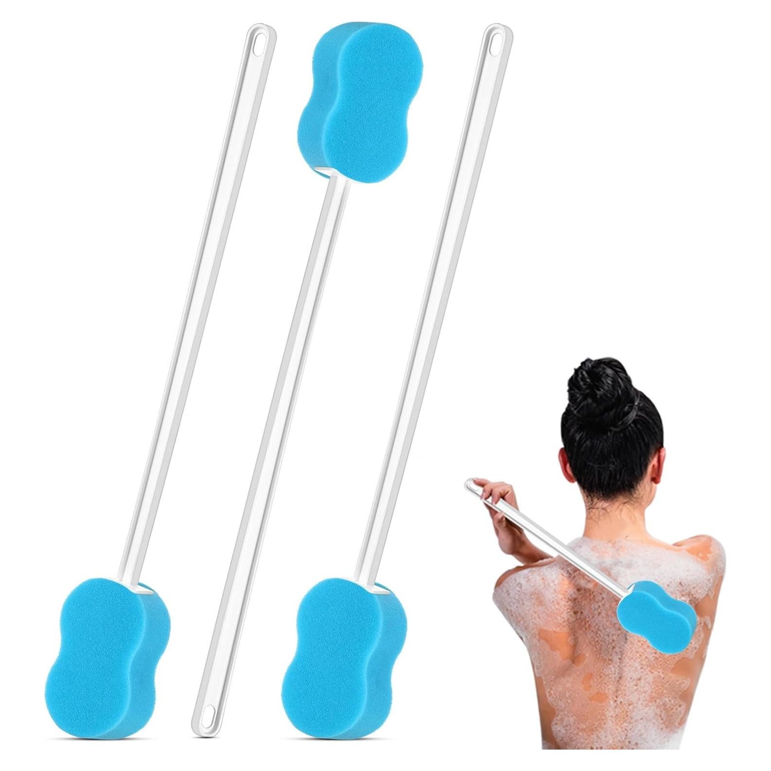 3 Esponjas de Baño de Mango Largo Yetene 57 cm Azul