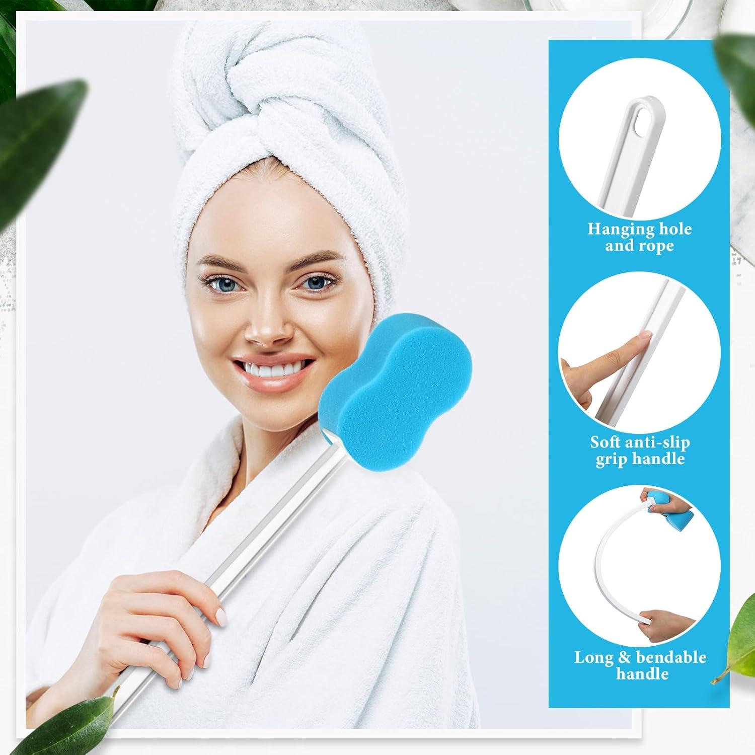 3 Esponjas de Baño de Mango Largo Yetene 57 cm Azul