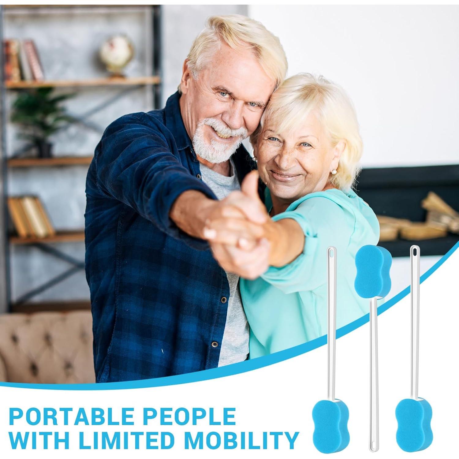 3 Esponjas de Baño de Mango Largo Yetene 57 cm Azul