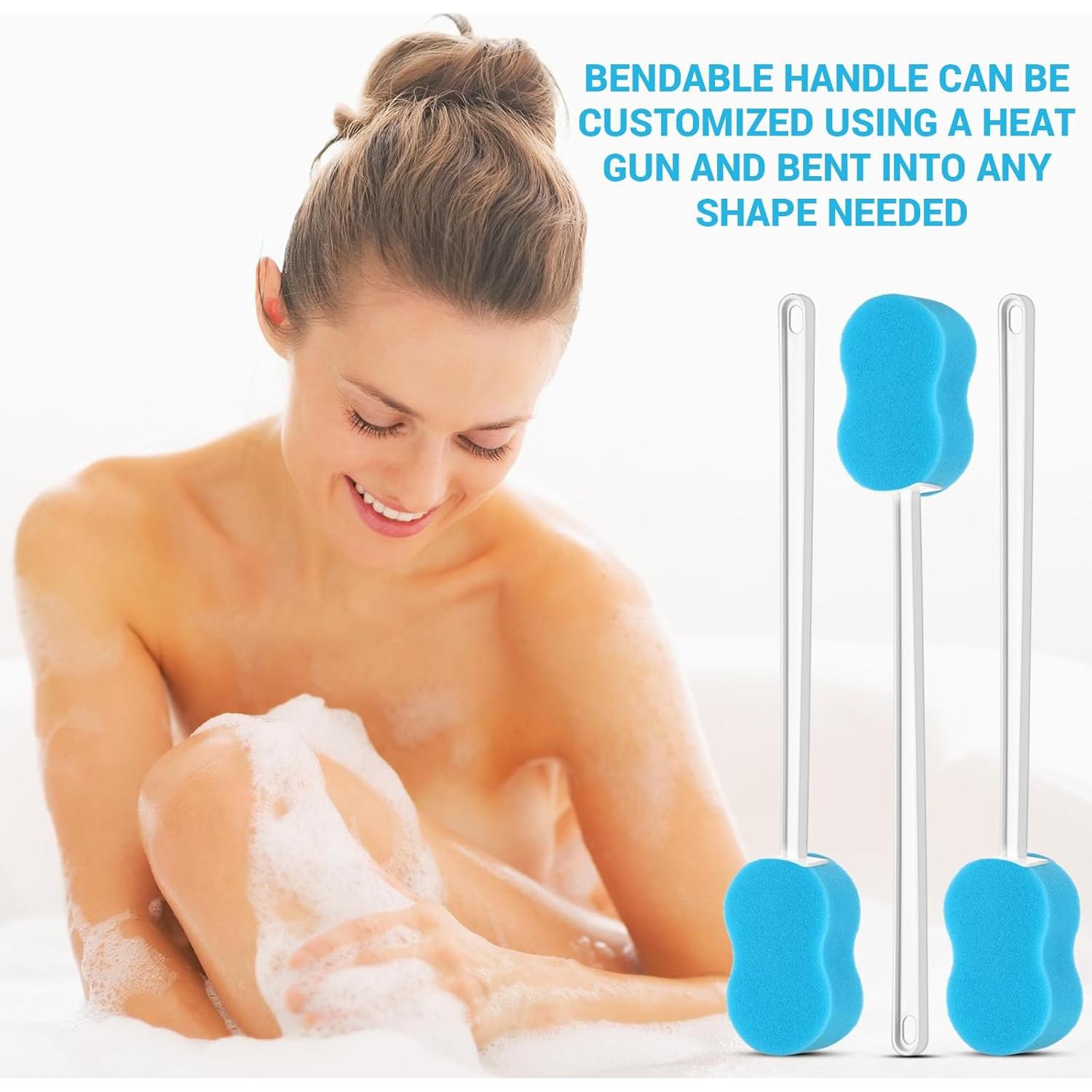 3 Esponjas de Baño de Mango Largo Yetene 57 cm Azul