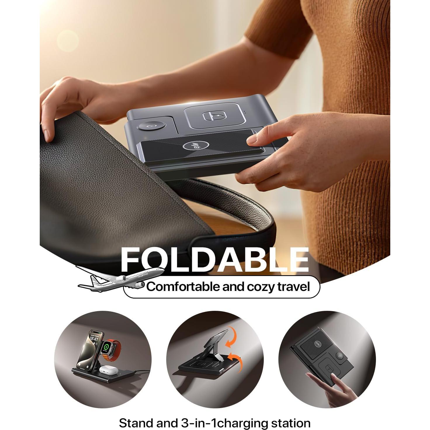 Cargador Inalámbrico EXW 3 en 1 para iPhone y Apple Watch