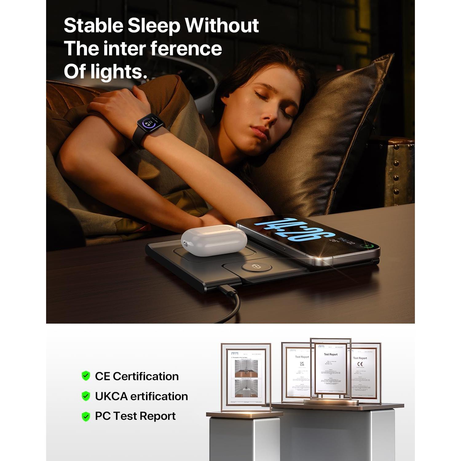 Cargador Inalámbrico EXW 3 en 1 para iPhone y Apple Watch