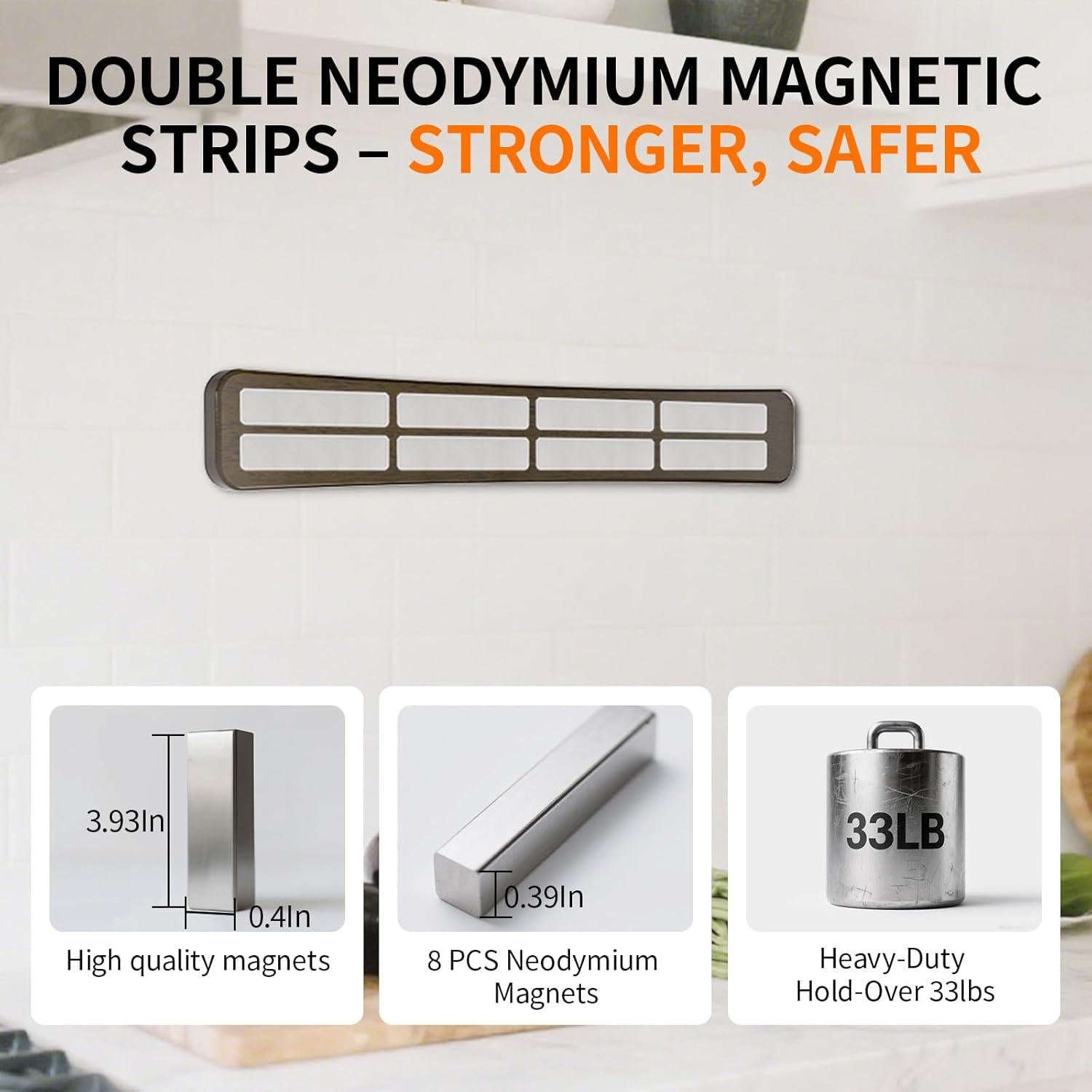 Soporte Magnético para Cuchillos MOFINO 42 cm Madera Acacia