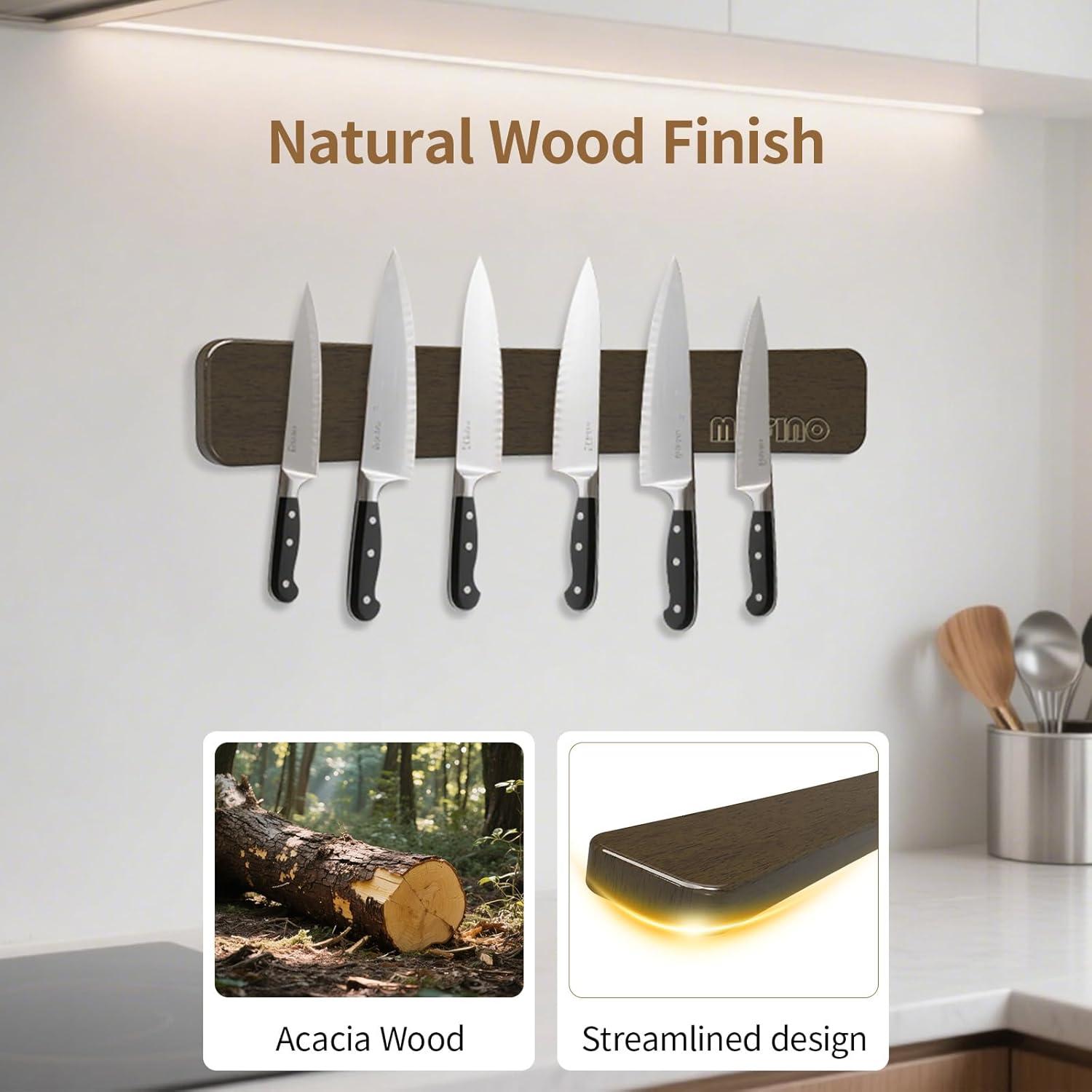 Soporte Magnético para Cuchillos MOFINO 42 cm Madera Acacia