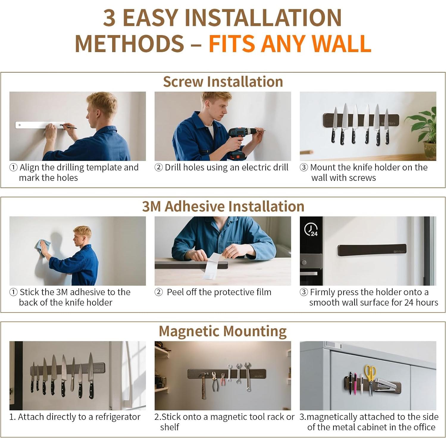 Soporte Magnético para Cuchillos MOFINO 42 cm Madera Acacia