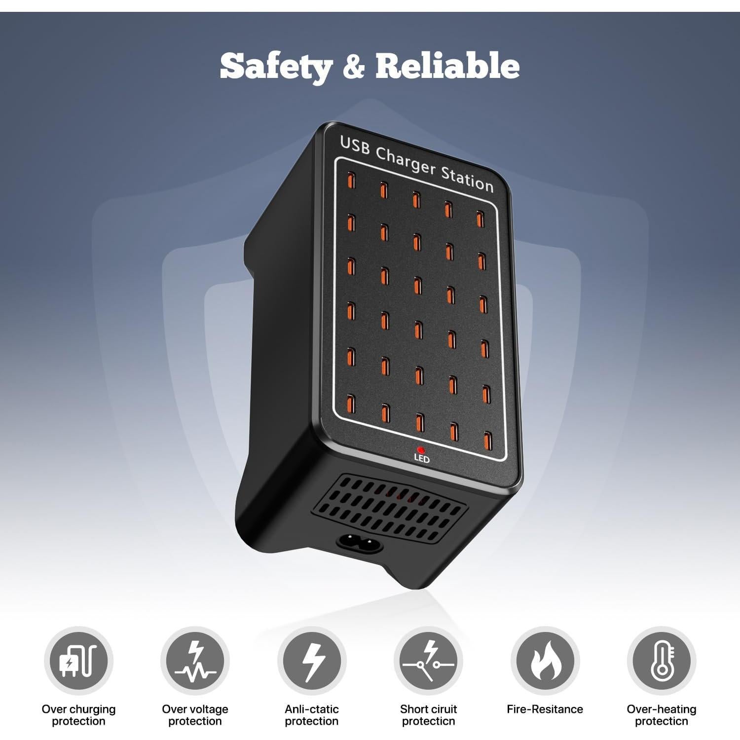 Estación de Carga USB C 150W DeBangsi 30 Puertos Rápida