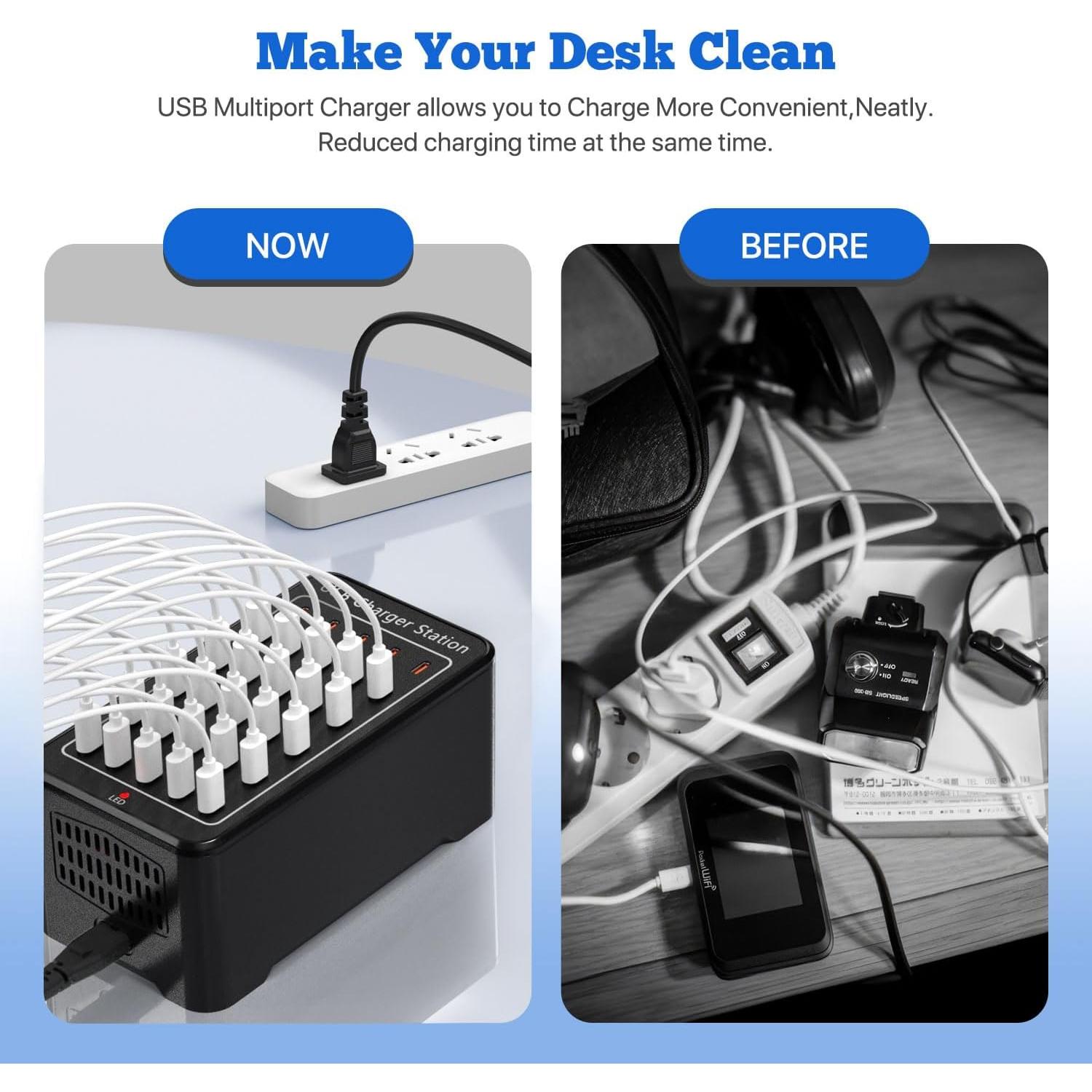 Estación de Carga USB C 150W DeBangsi 30 Puertos Rápida