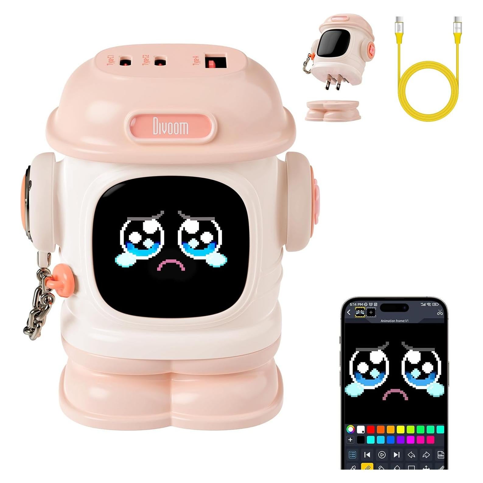 Cargador Divoom Dipow 65W USB-C Rápido 3 Puertos Rosa