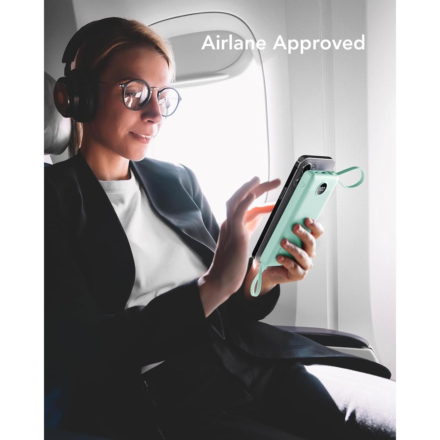 Cargador Portátil VRURC 10000mAh 22.5W Carga Rápida USB-C Verde