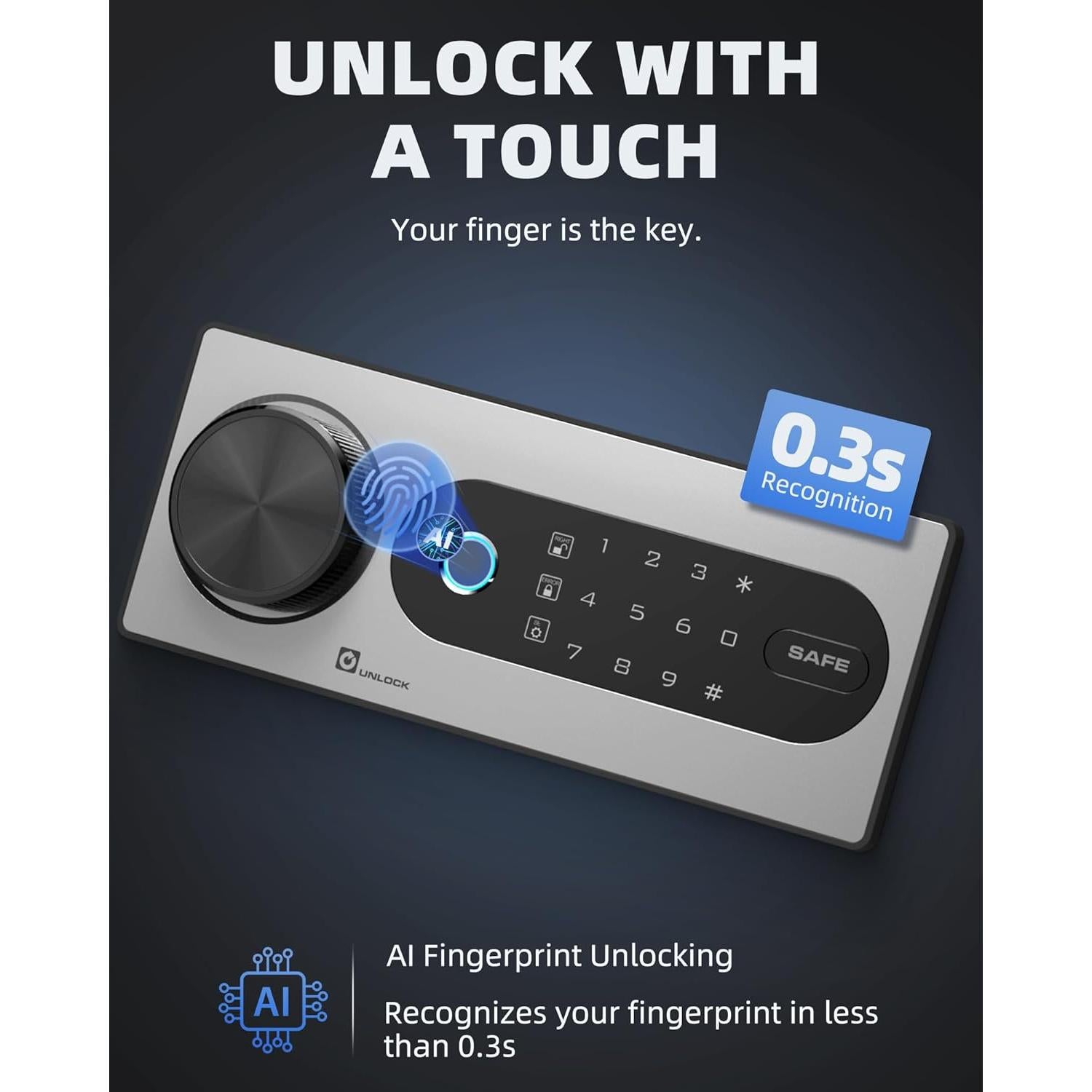 Caja Fuerte Biométrica DAYI DF-45 Plus 2 Pies Cúbicos con Alarma