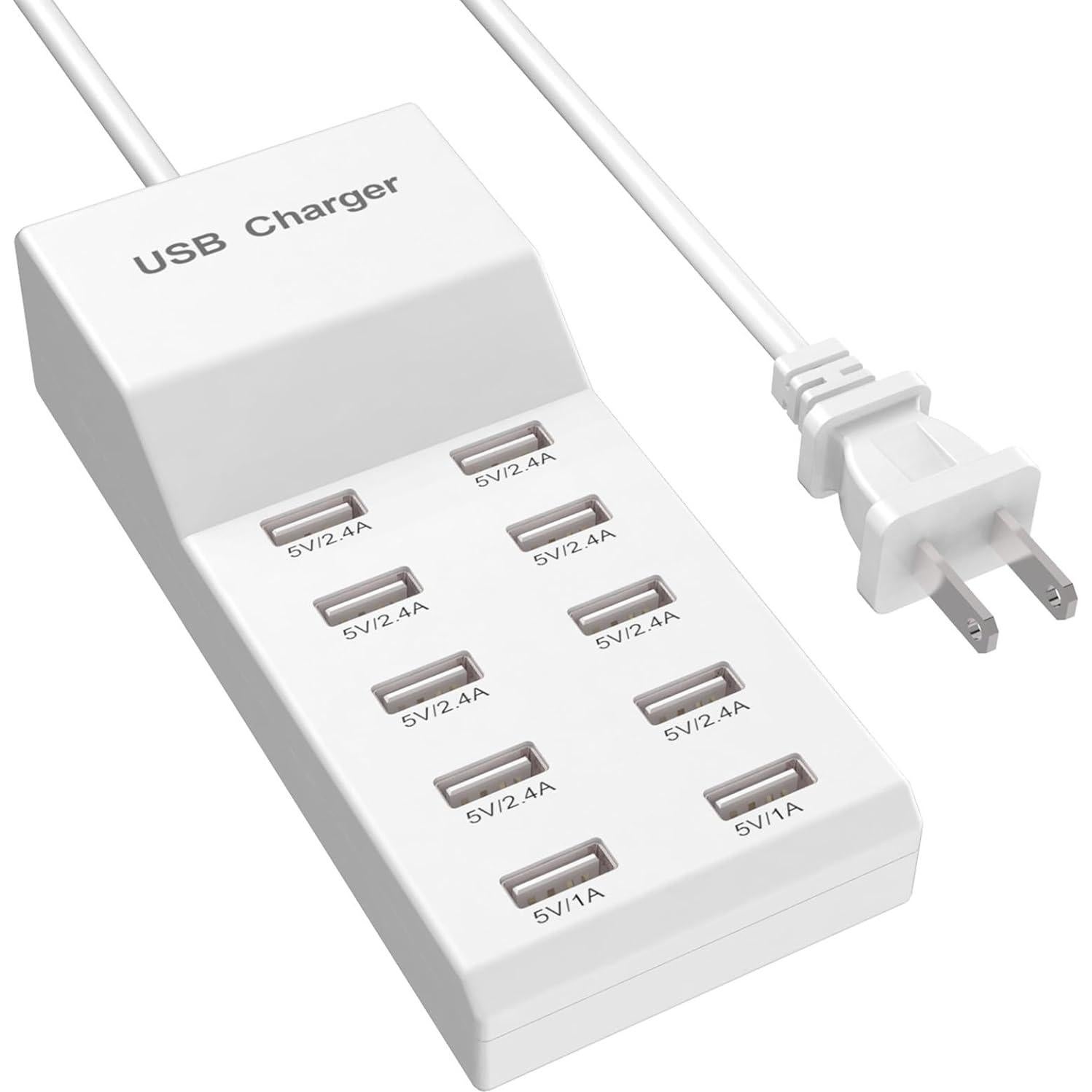 Cargador de Pared USB QIONMAR 10 Puertos 50W Carga Rápida