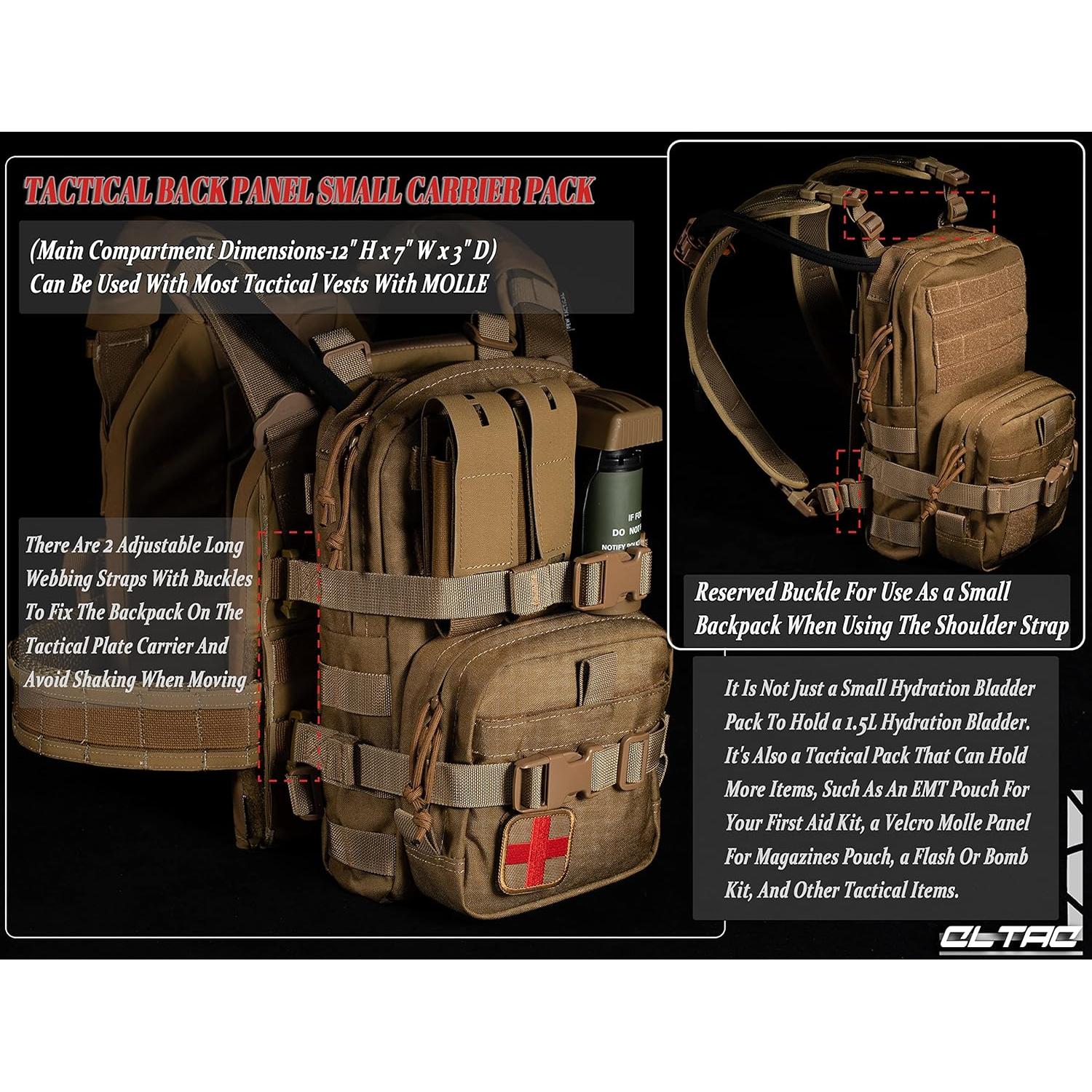 Pack de Hidratación Táctico CLTAC Bg6 Negro 3L para Chaleco