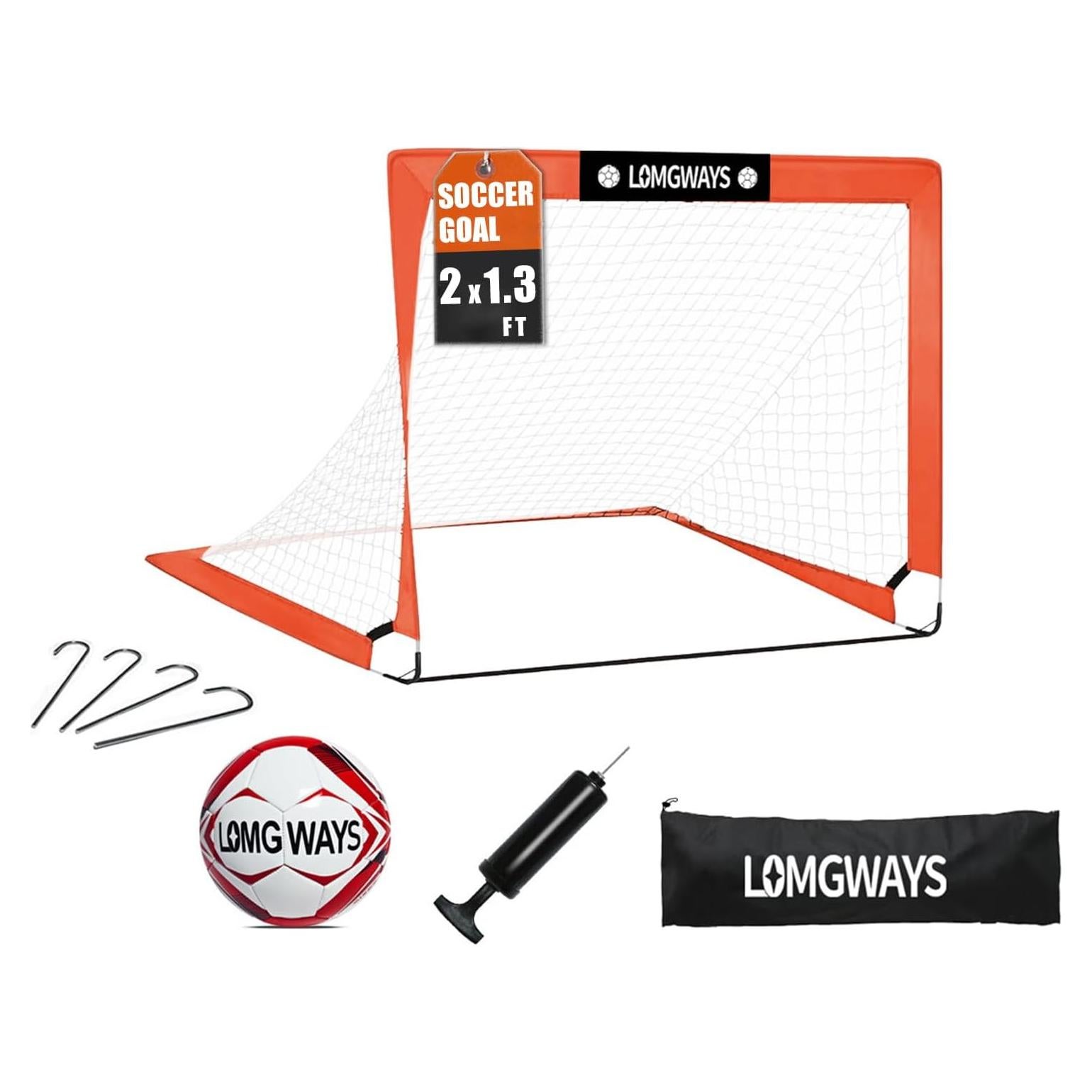 Portería de Fútbol LOMGWAYS 0.61x0.40m para Niños - Incluye Balón y Bomba