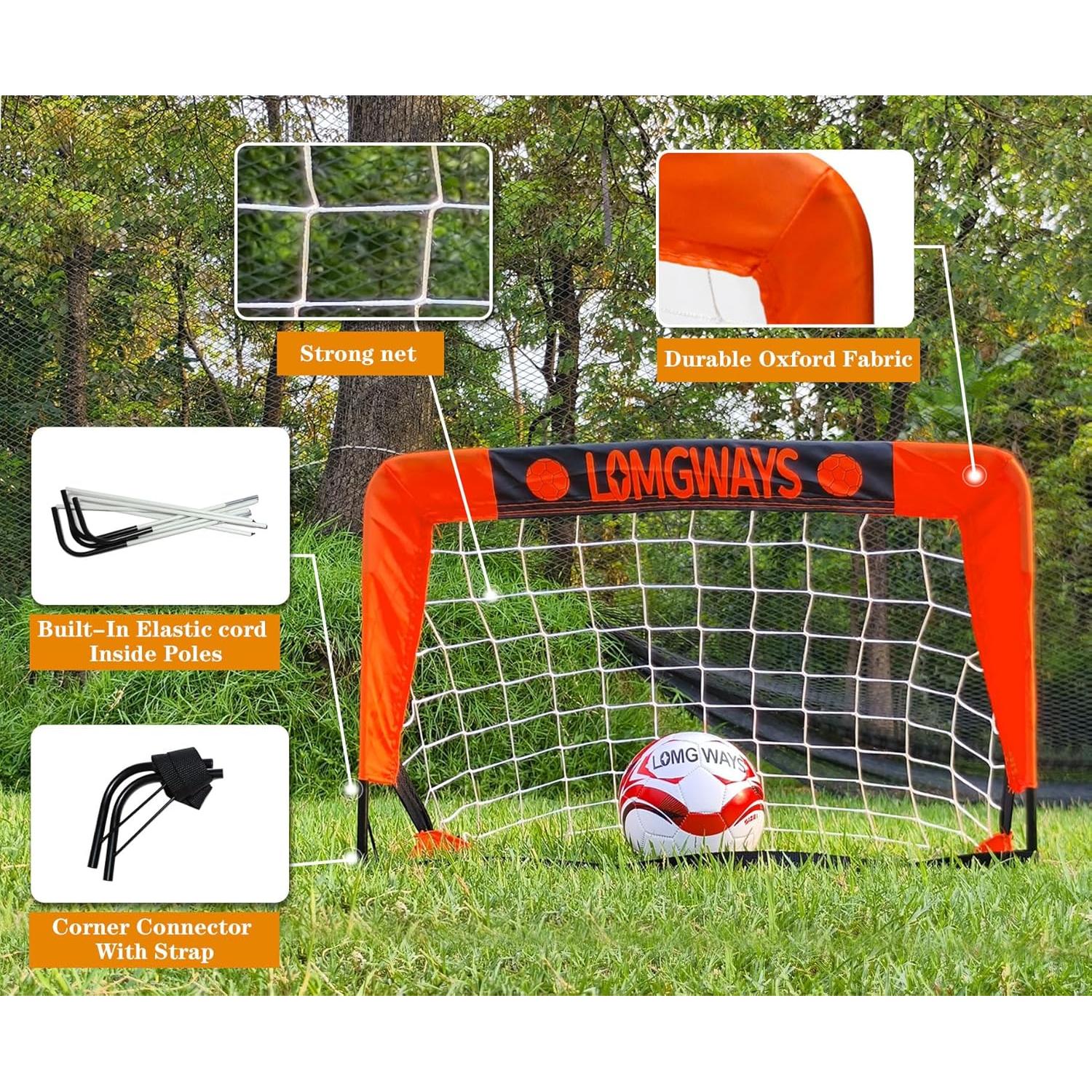 Portería de Fútbol LOMGWAYS 0.61x0.40m para Niños - Incluye Balón y Bomba