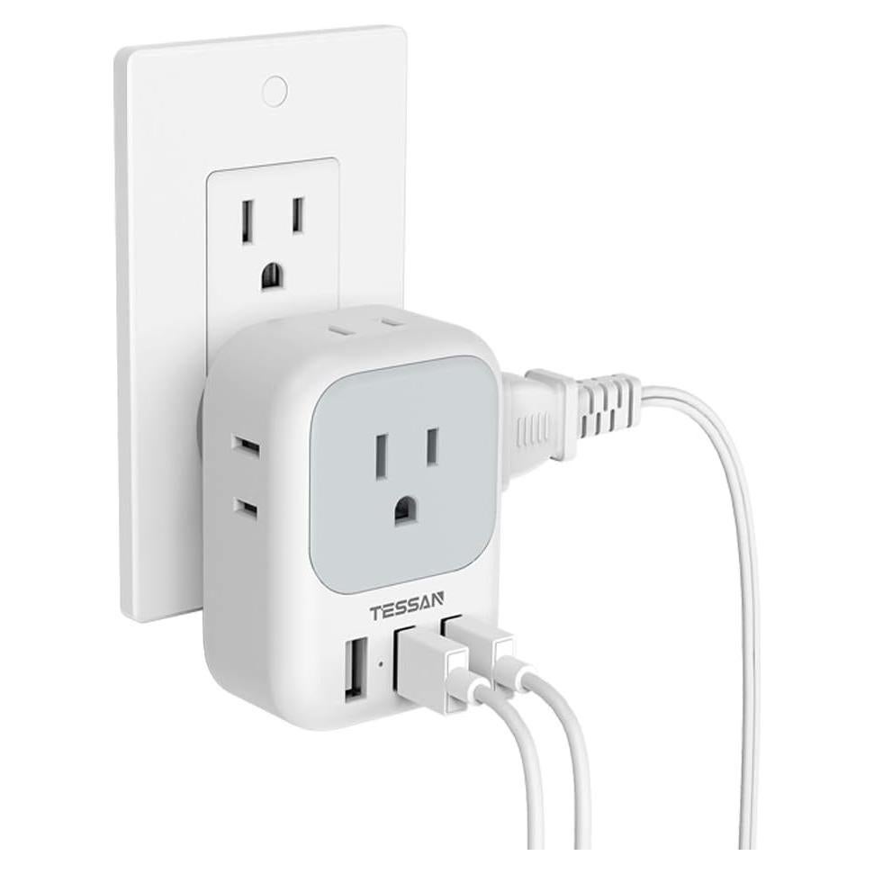 Cargador USB TESSAN 4 Tomas 3 Puertos para Viaje