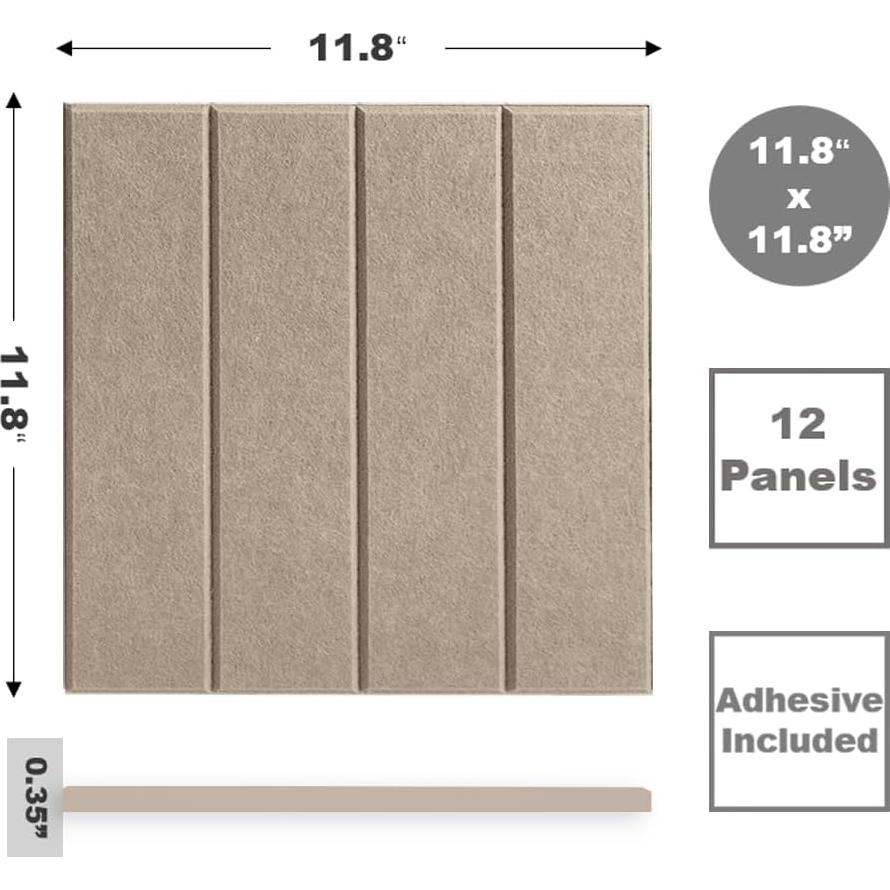 Paneles de Fieltro DECORITA 30x30 cm Camel - 12 Unidades Acústicos