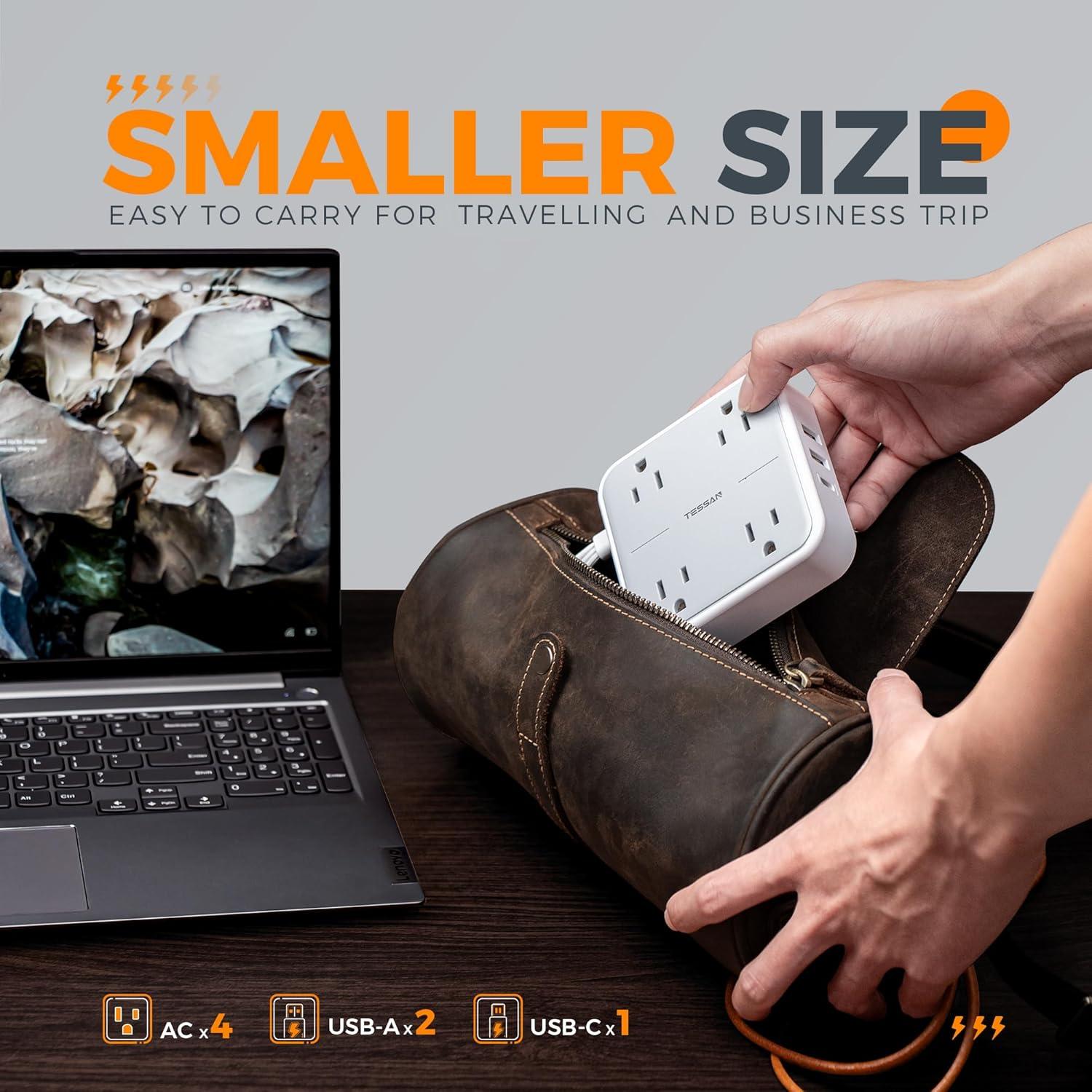 Protector de Sobretensión TESSAN 5m 4 Salidas USB C Gris