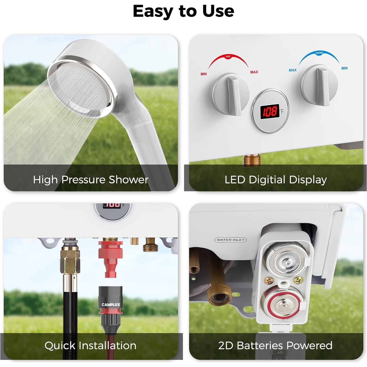 Calentador de Agua a Gas Propano CAMPLUX BW422P120 4.22 GPM