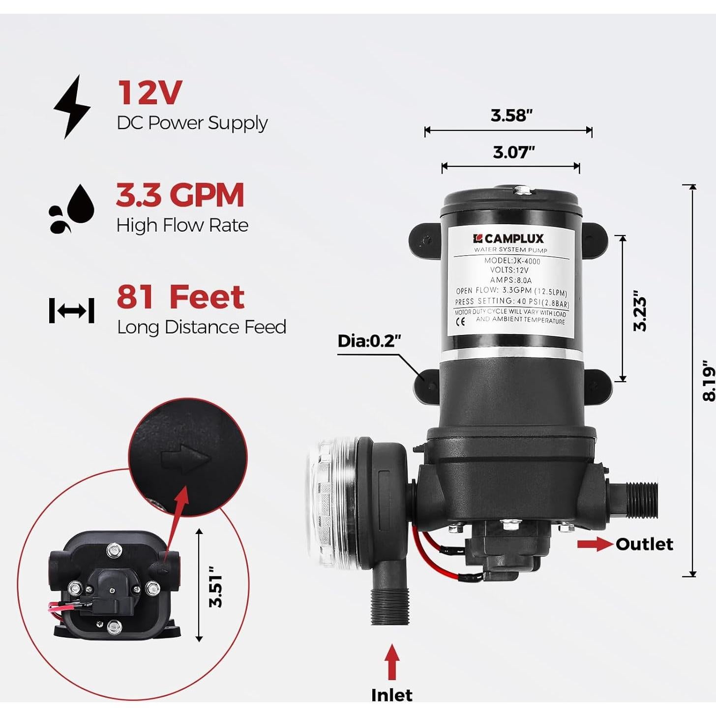 Calentador de Agua a Gas Propano CAMPLUX BW422P120 4.22 GPM