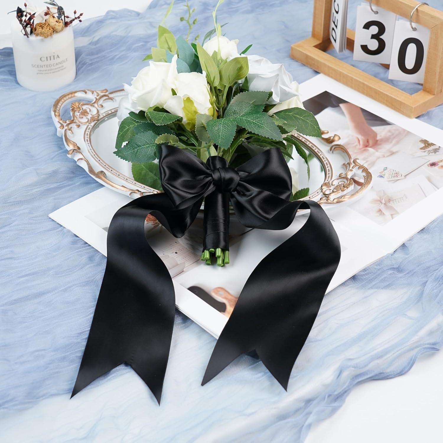 Cinta de Satén Doble Cara DINDOSAL 7.62 cm x 9.14 m Negra