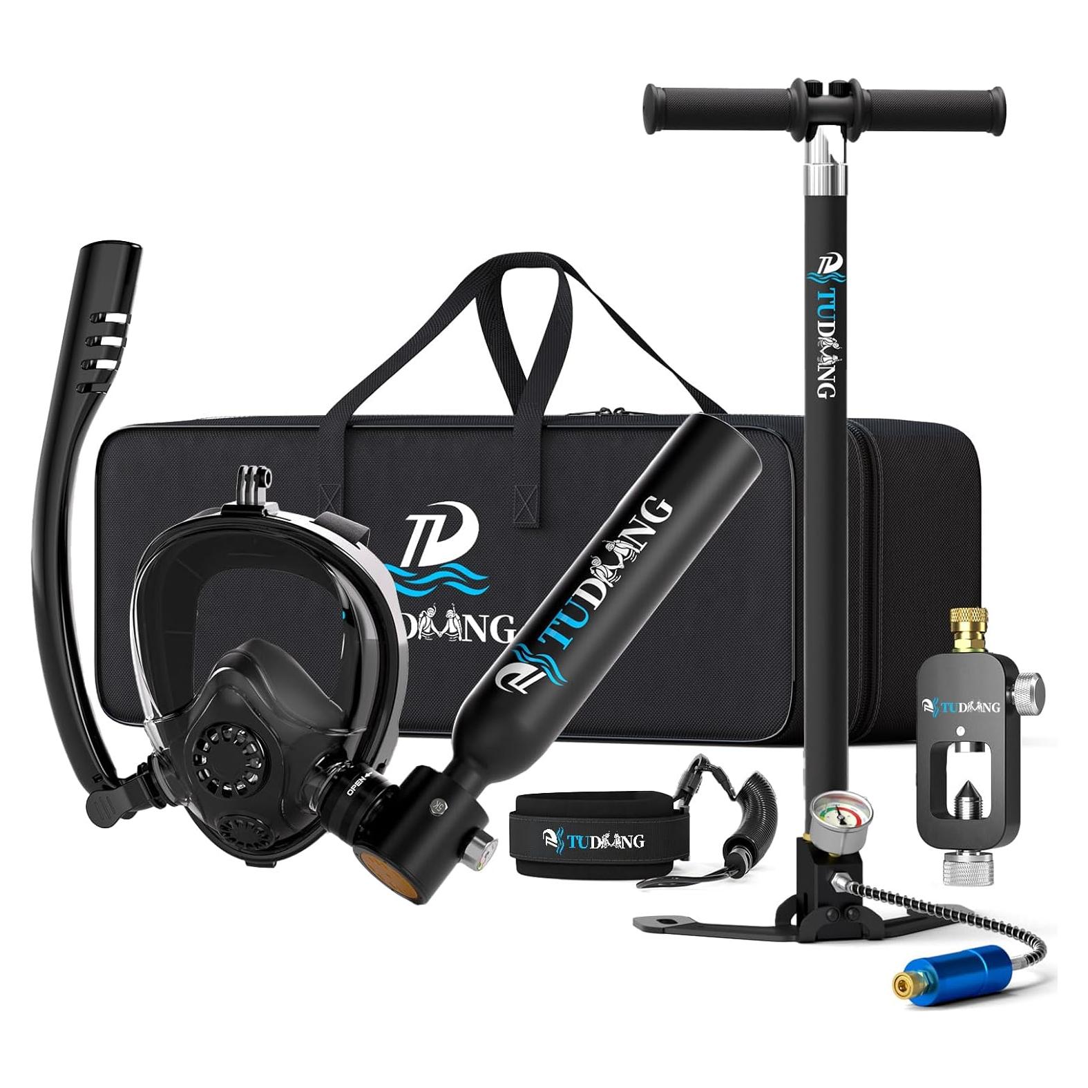 Tanque de Buceo TUDIVING 0.5L Portátil con Compresor 3000 PSI