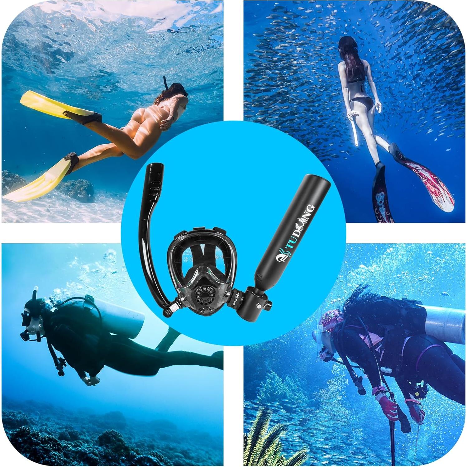 Tanque de Buceo TUDIVING 0.5L Portátil con Compresor 3000 PSI