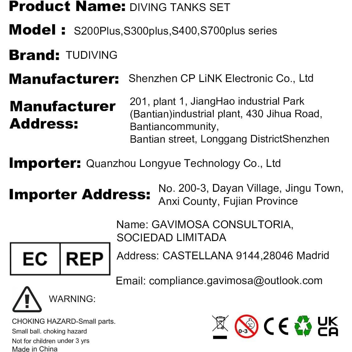Tanque de Buceo TUDIVING 0.5L Portátil con Compresor 3000 PSI