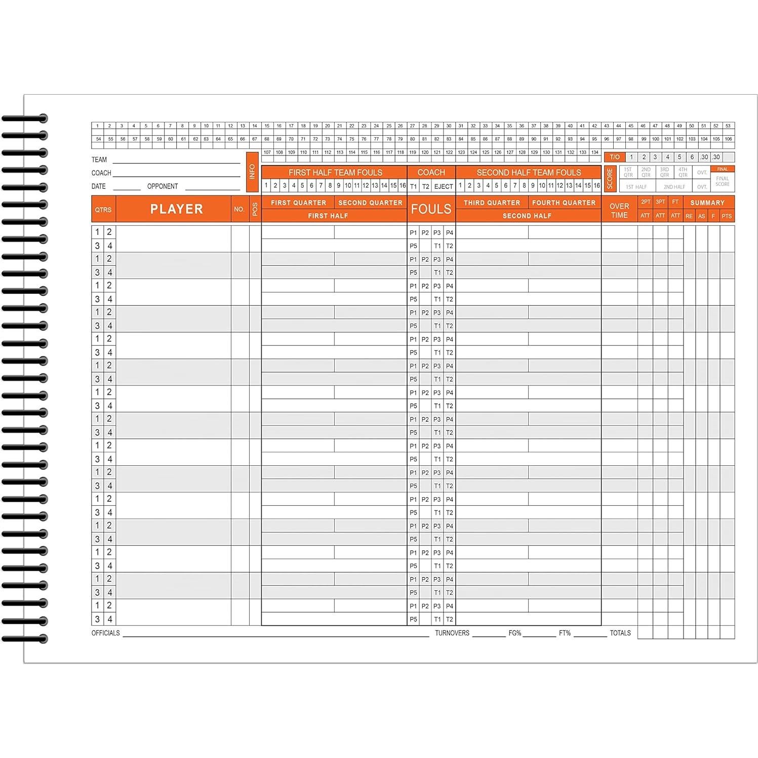 Libro de Puntuación de Baloncesto Perfect Strike 40 Registros