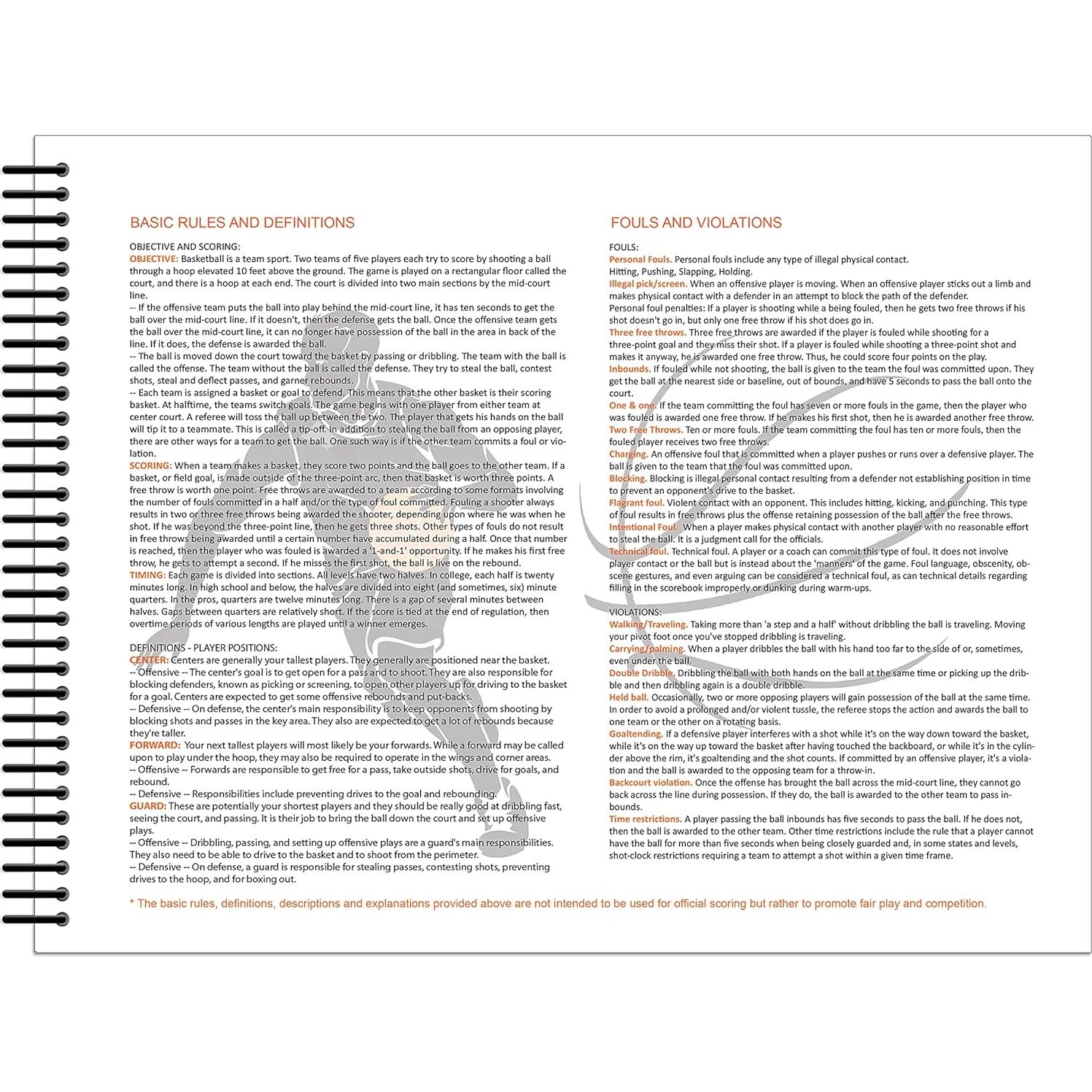 Libro de Puntuación de Baloncesto Perfect Strike 40 Registros
