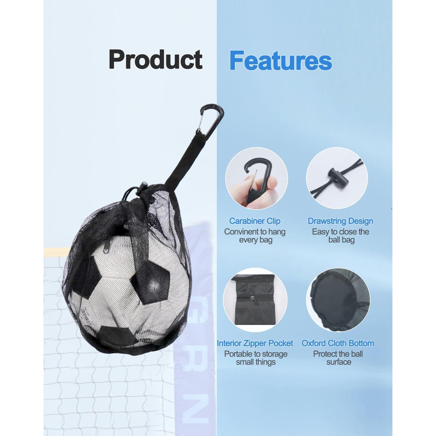 2 Bolsas de Malla LHWINYI para Balones de Deportes - Negro