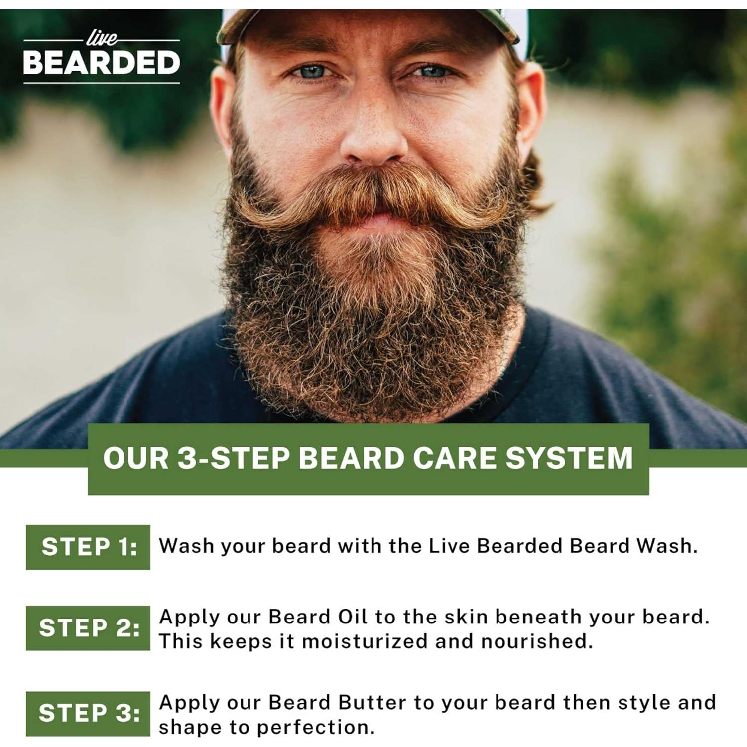 Kit Cuidado Barba Live Bearded - Aroma 1880 - 100% Natural