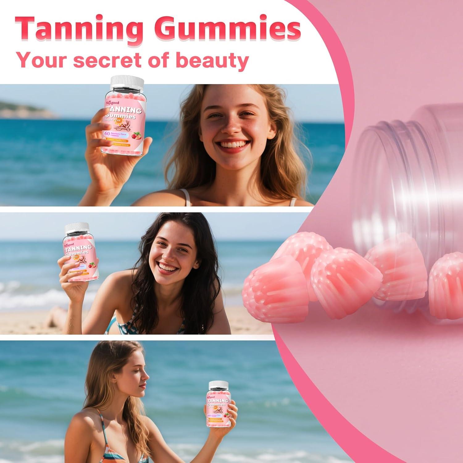 Gomitas Bronceadoras SijiGood Sin Azúcar 60 Unidades Sabor Fresa