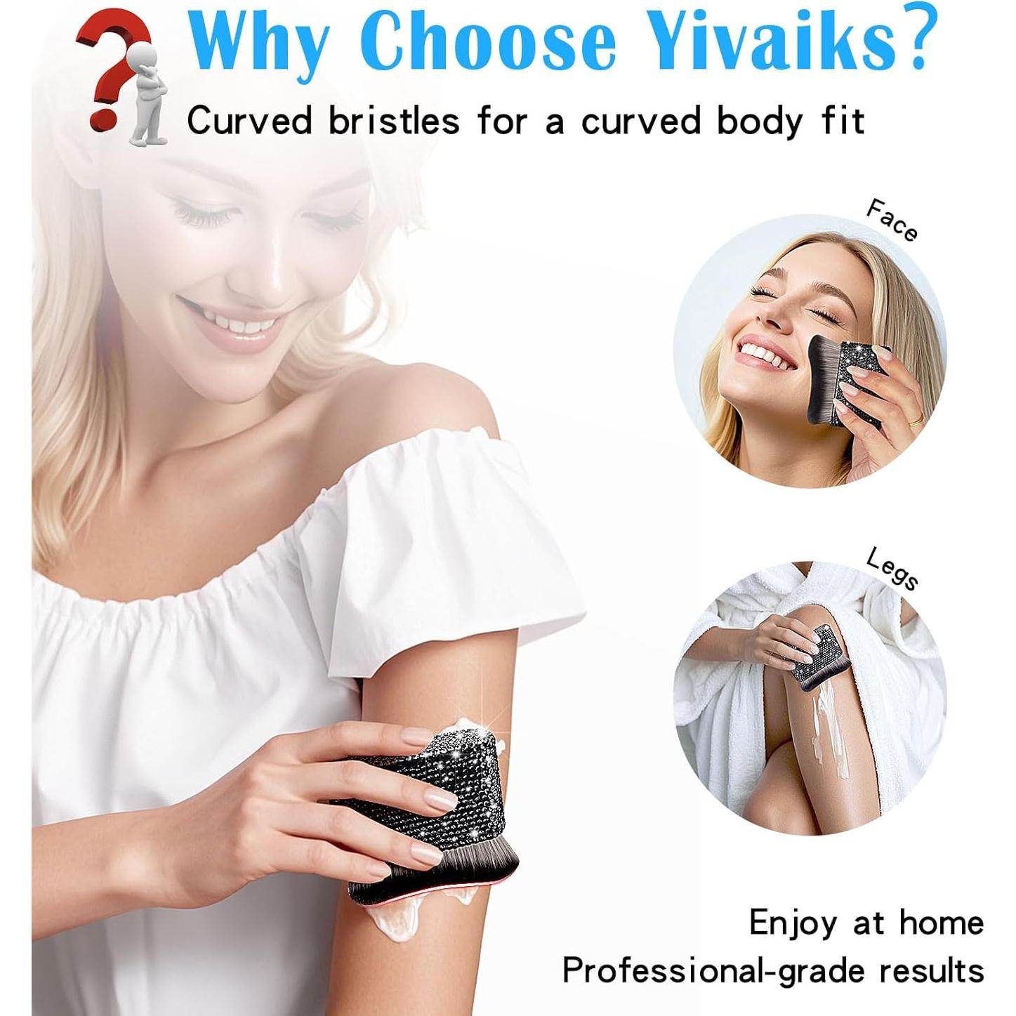 Brocha de Autobronceador Yivaiks Kabuki con Rhinestones 7cm