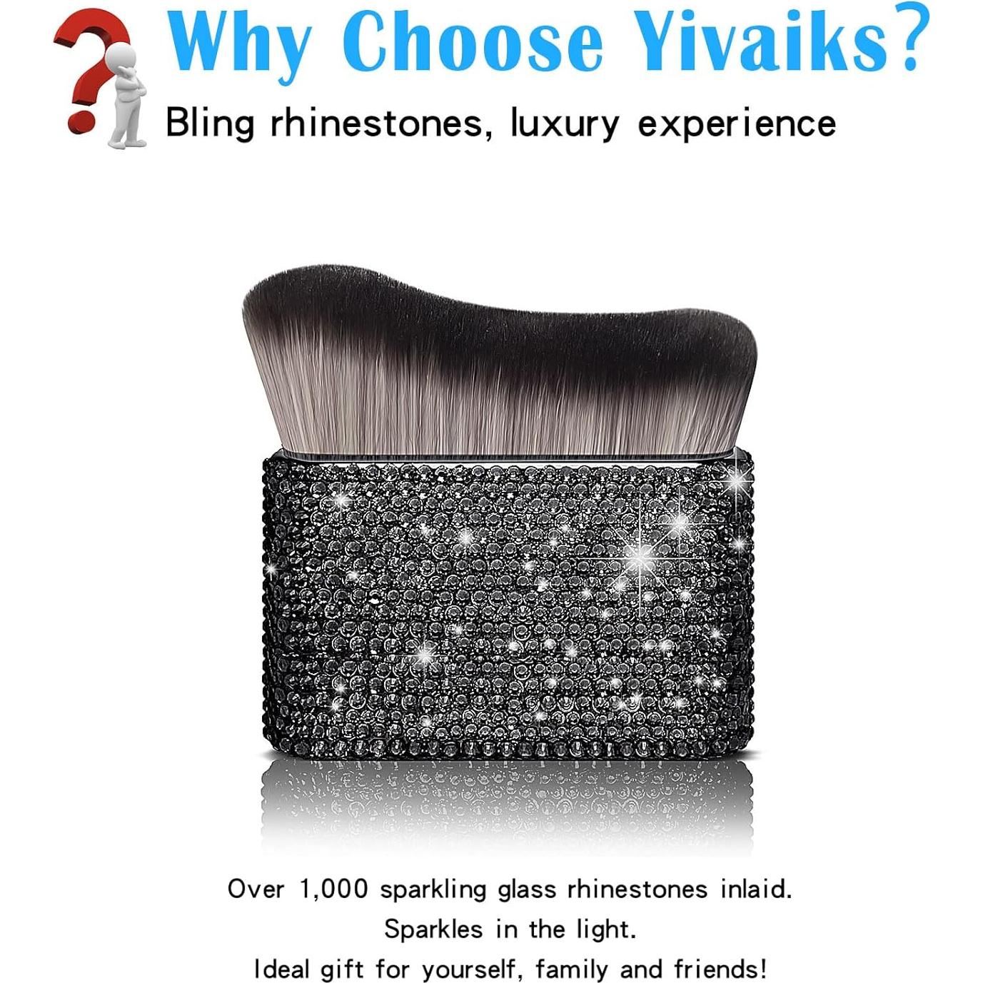 Brocha de Autobronceador Yivaiks Kabuki con Rhinestones 7cm