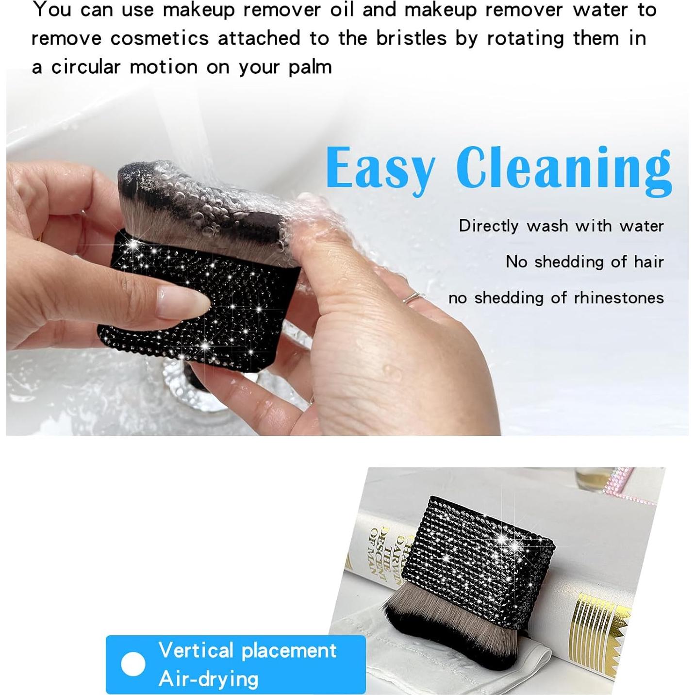 Brocha de Autobronceador Yivaiks Kabuki con Rhinestones 7cm