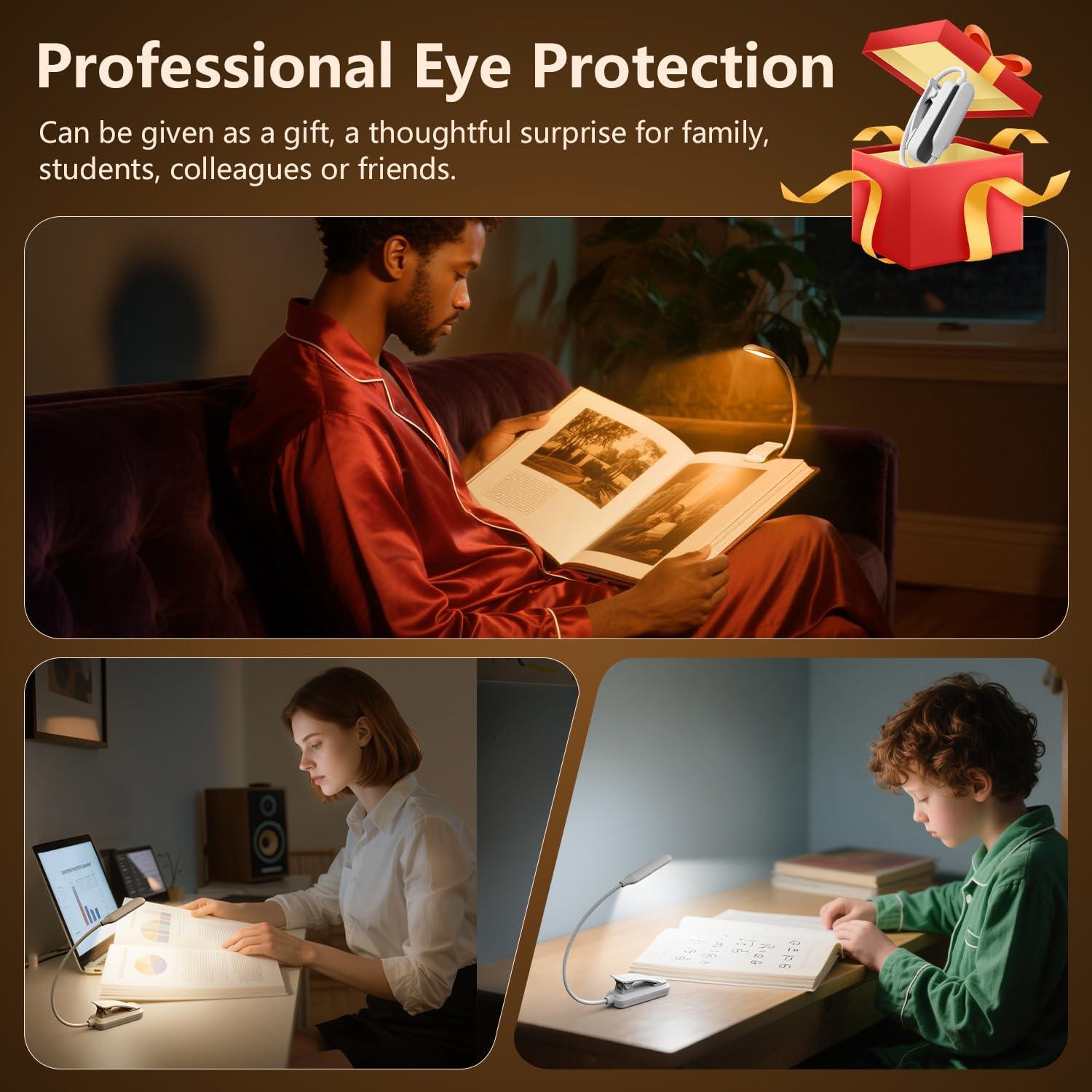 Luz de Lectura LED Recargable IOHFOI con Clip y 3 Modos